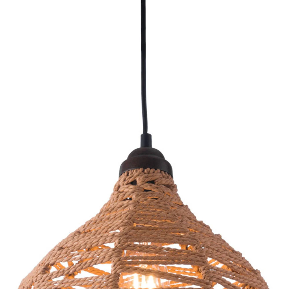 Natural Lantern Metal Dimmable Ceiling Light With Natural Shades By Homeroots - Image 2