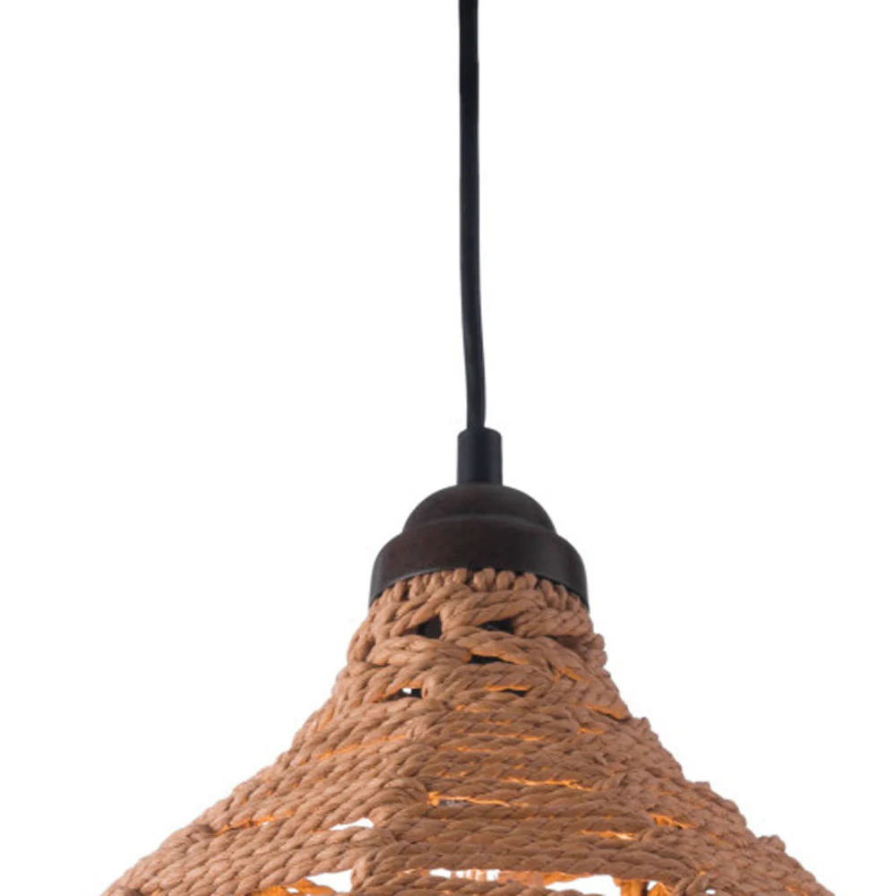 Natural Lantern Metal Dimmable Ceiling Light With Natural Shades By Homeroots - Image 5