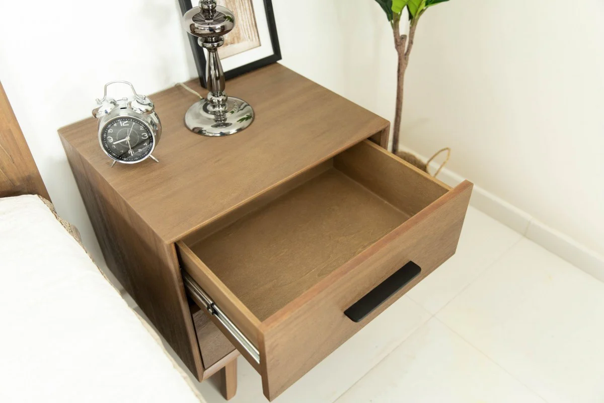 Natural Light Mocha Contemporary Nightstand With Two Drawers By Homeroots - Image 4