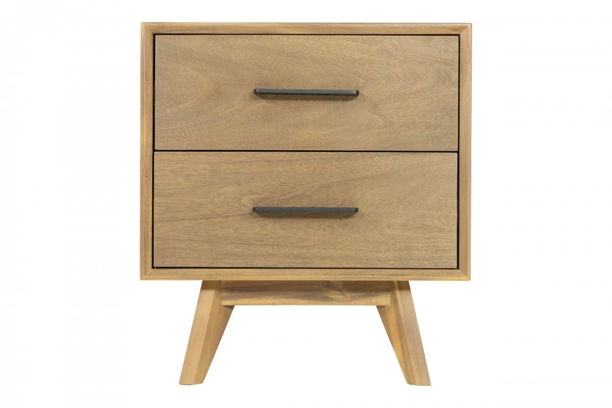 Natural Light Mocha Contemporary Nightstand With Two Drawers By Homeroots - Image 5