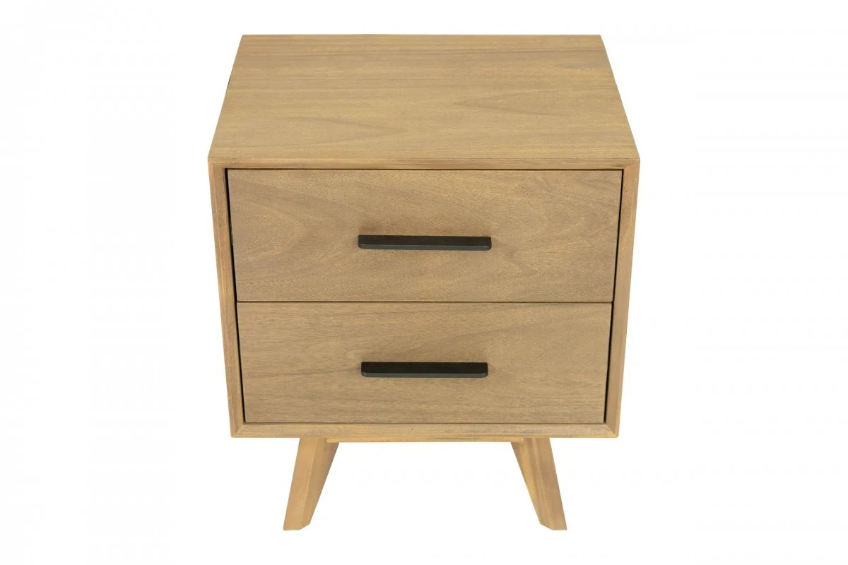 Natural Light Mocha Contemporary Nightstand With Two Drawers By Homeroots - Image 6