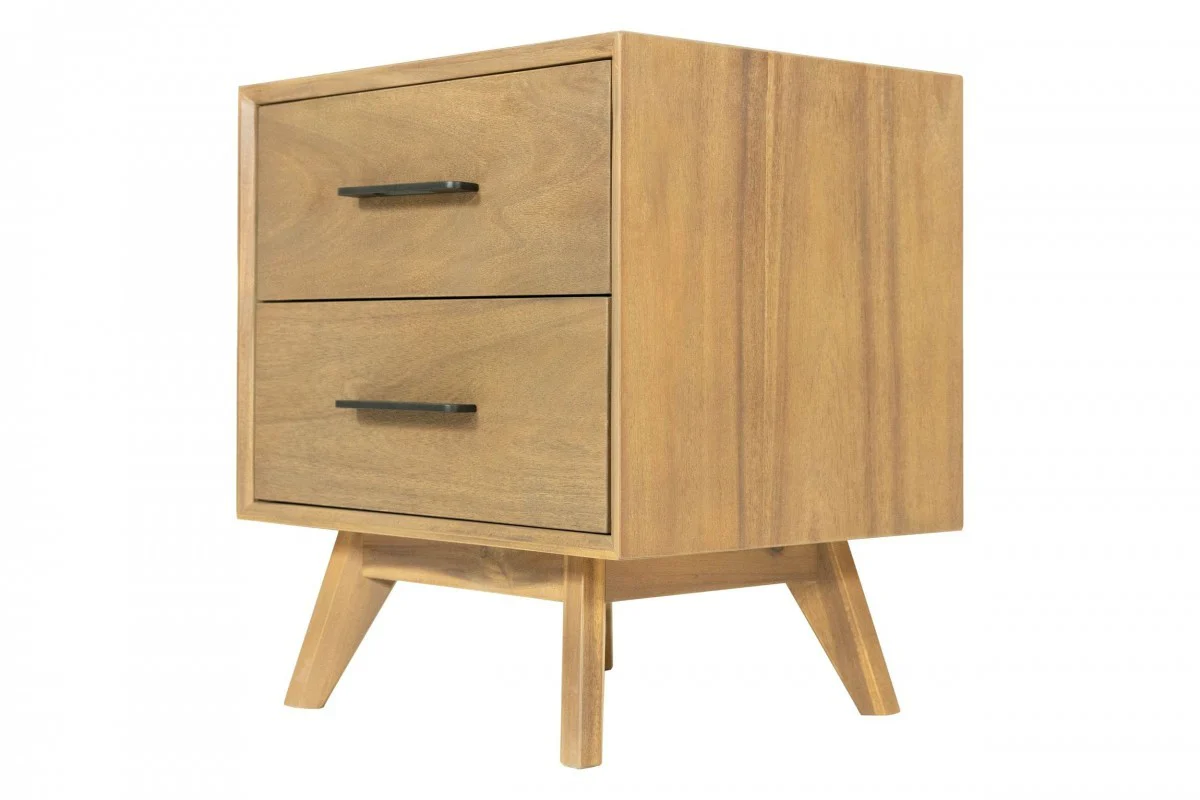 Natural Light Mocha Contemporary Nightstand With Two Drawers By Homeroots - Image 7
