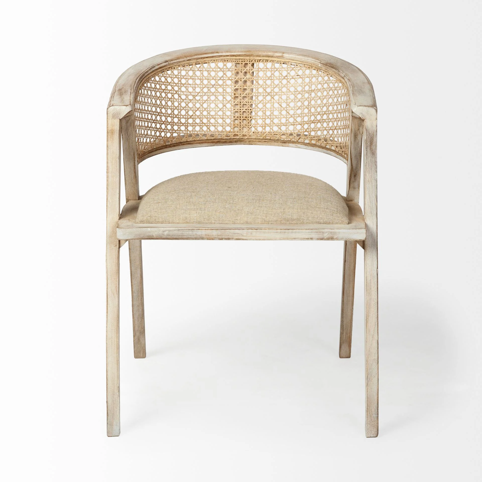 Natural Linen Seat With Blonde Wooden Frame Dining Chair By Homeroots - Image 2