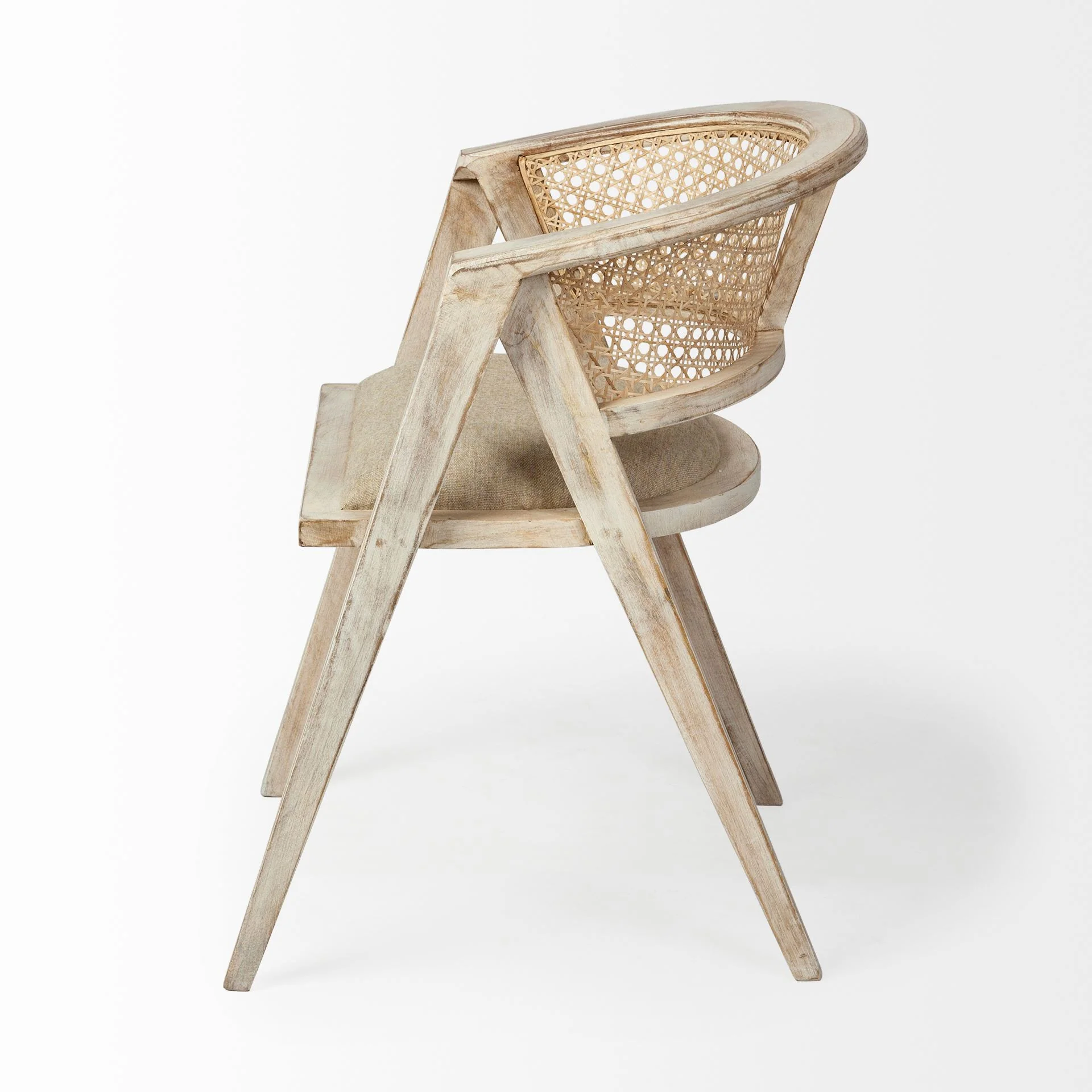 Natural Linen Seat With Blonde Wooden Frame Dining Chair By Homeroots - Image 3