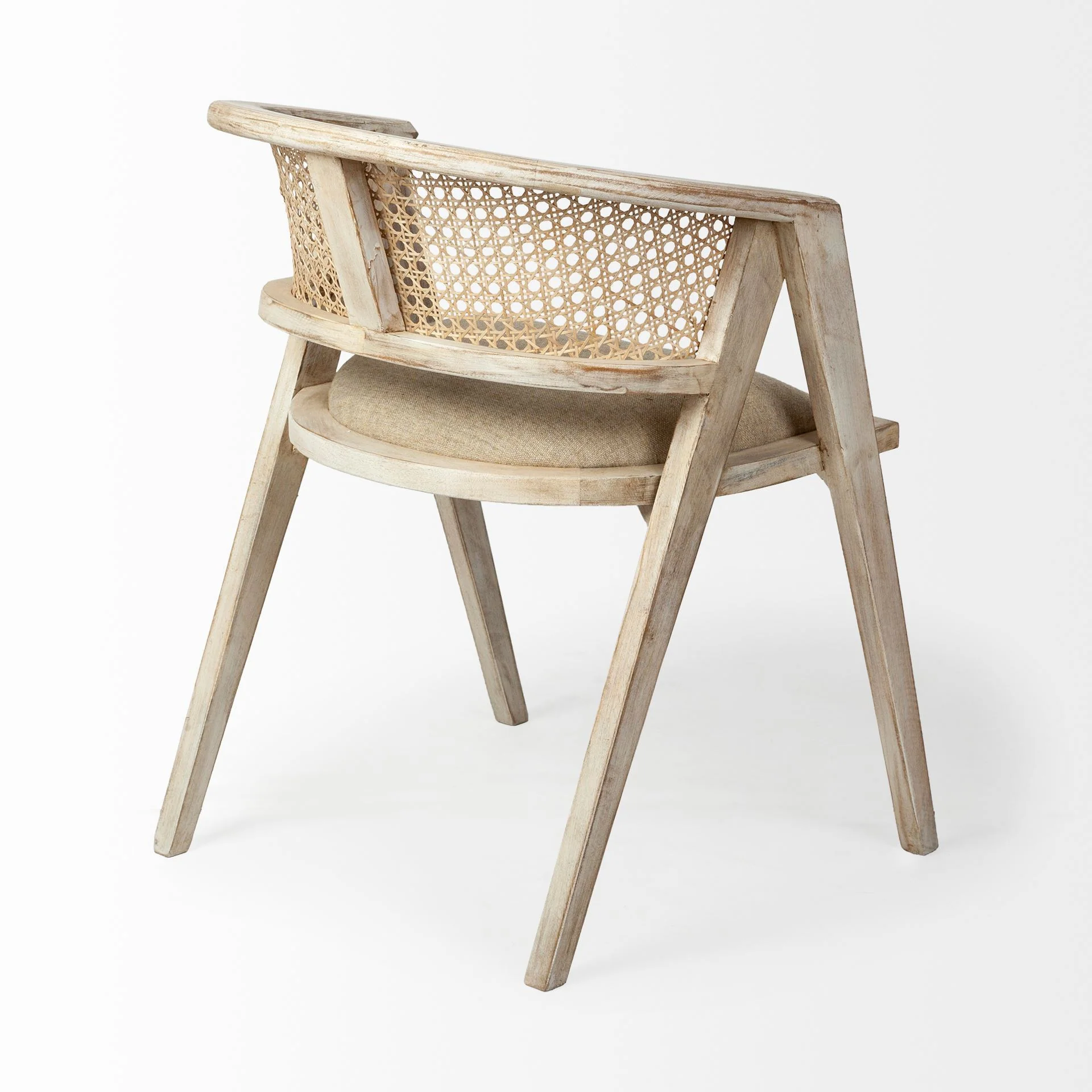 Natural Linen Seat With Blonde Wooden Frame Dining Chair By Homeroots - Image 5