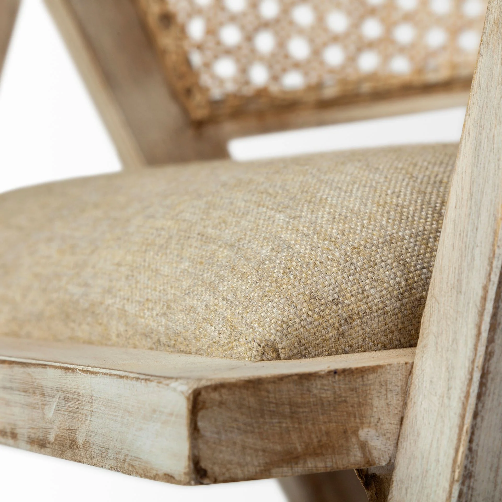 Natural Linen Seat With Blonde Wooden Frame Dining Chair By Homeroots - Image 6