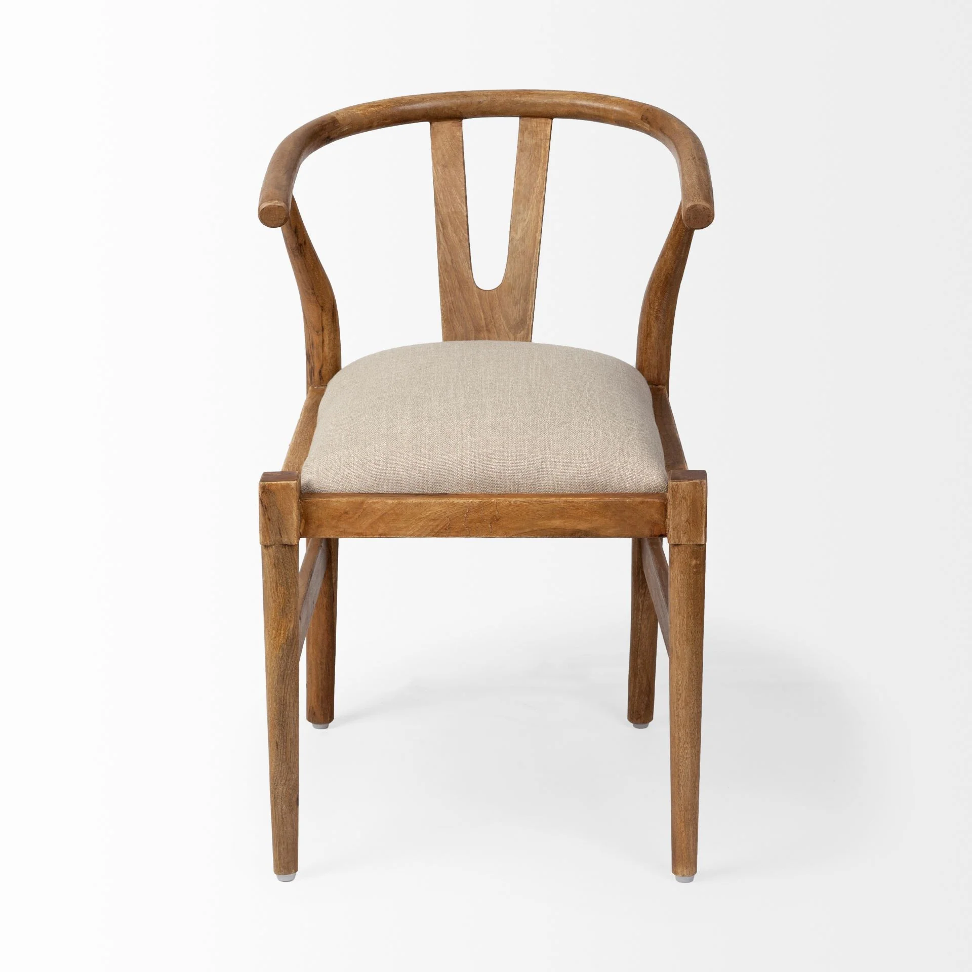Natural Linen Seat With Light Brown Wooden Frame Dining Chair By Homeroots - Image 2