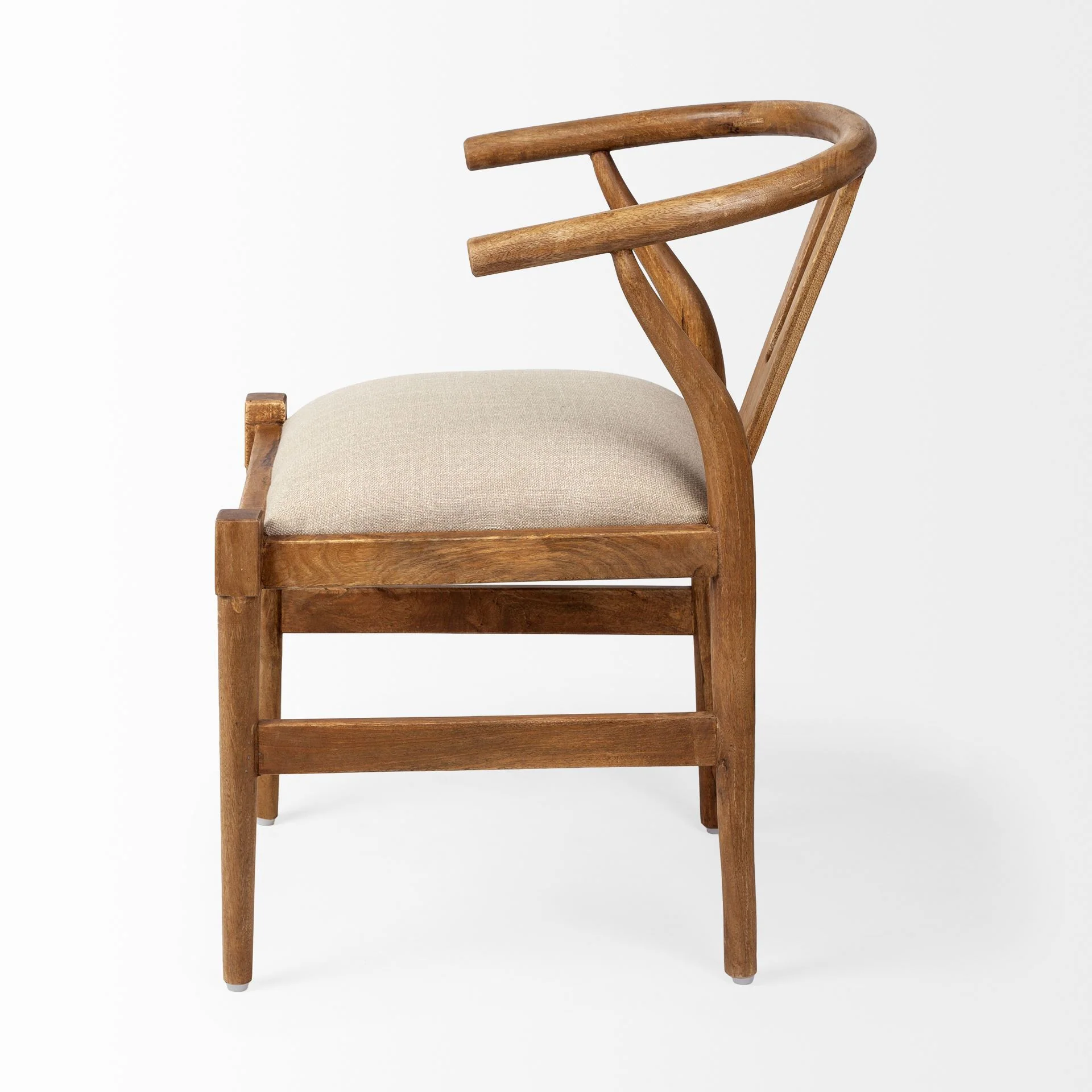 Natural Linen Seat With Light Brown Wooden Frame Dining Chair By Homeroots - Image 3
