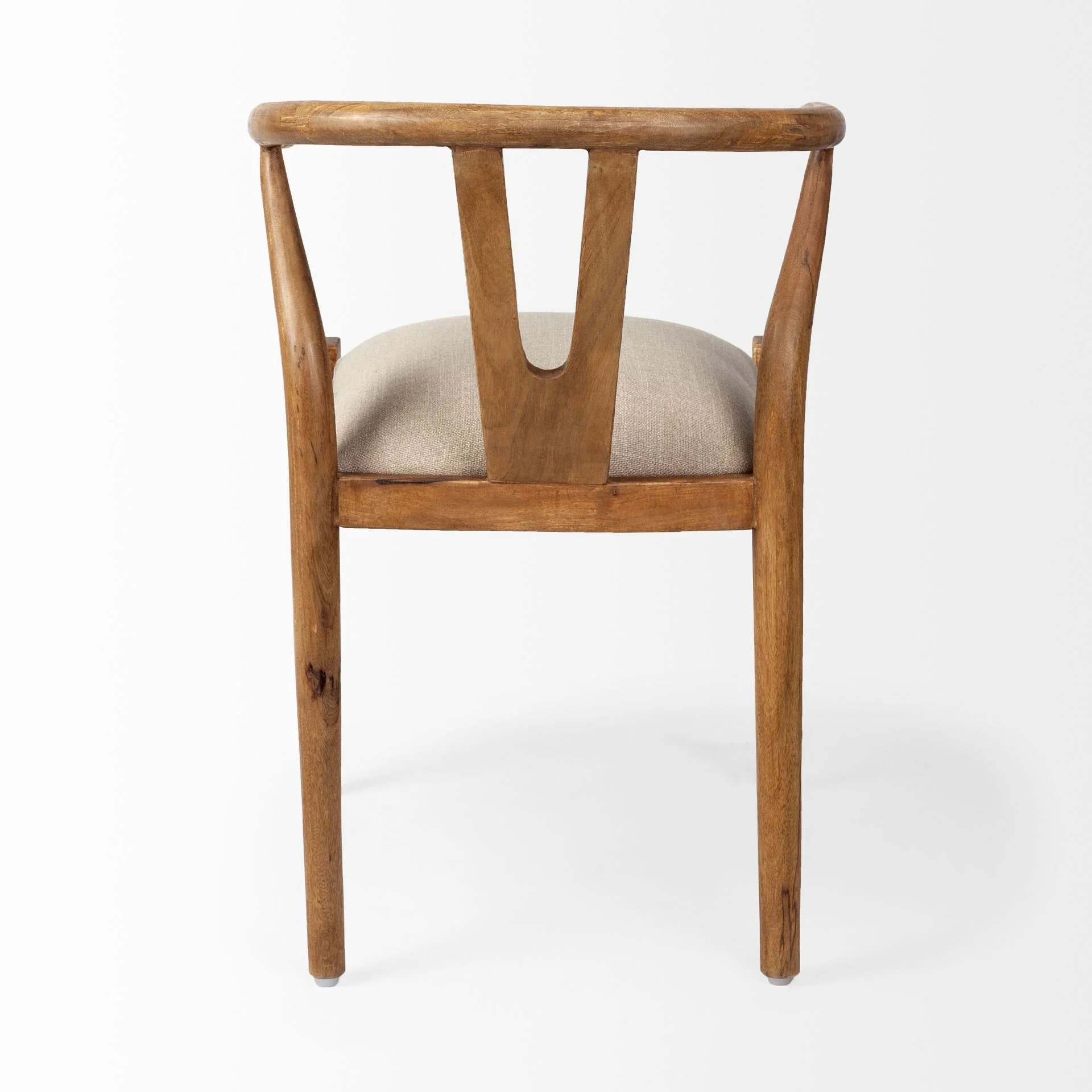 Natural Linen Seat With Light Brown Wooden Frame Dining Chair By Homeroots - Image 4