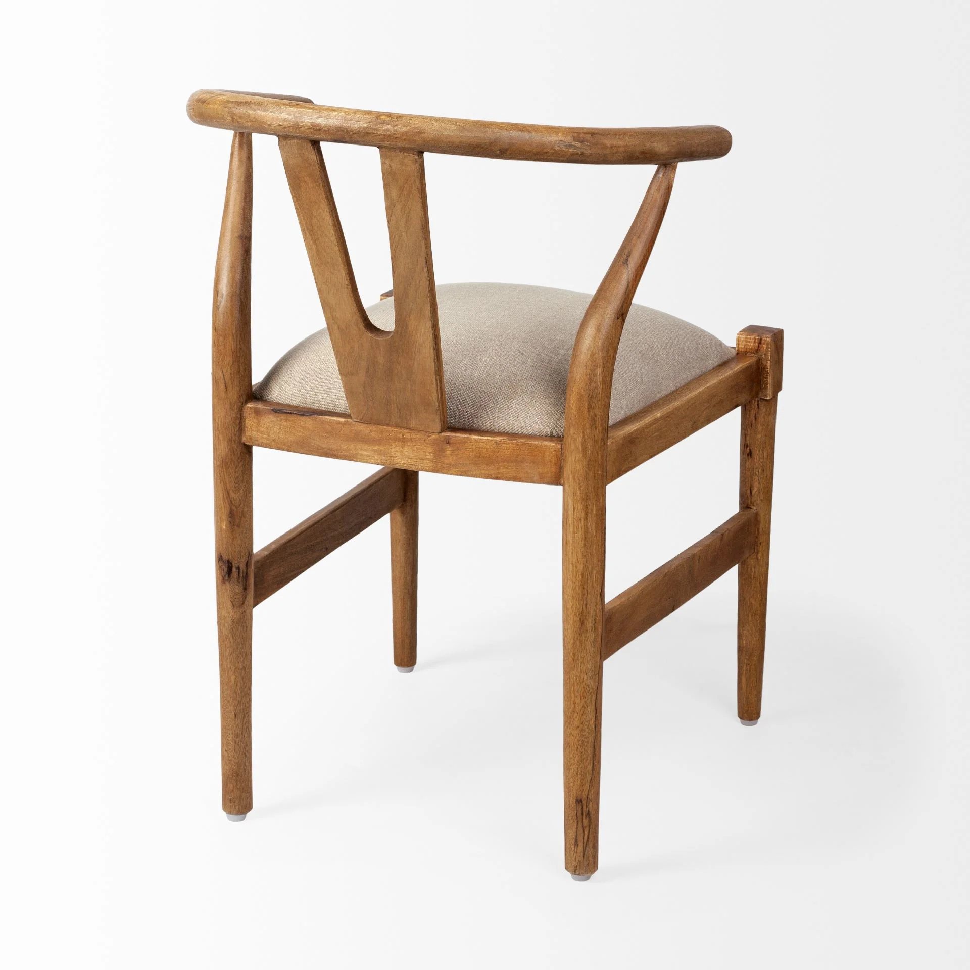 Natural Linen Seat With Light Brown Wooden Frame Dining Chair By Homeroots - Image 5
