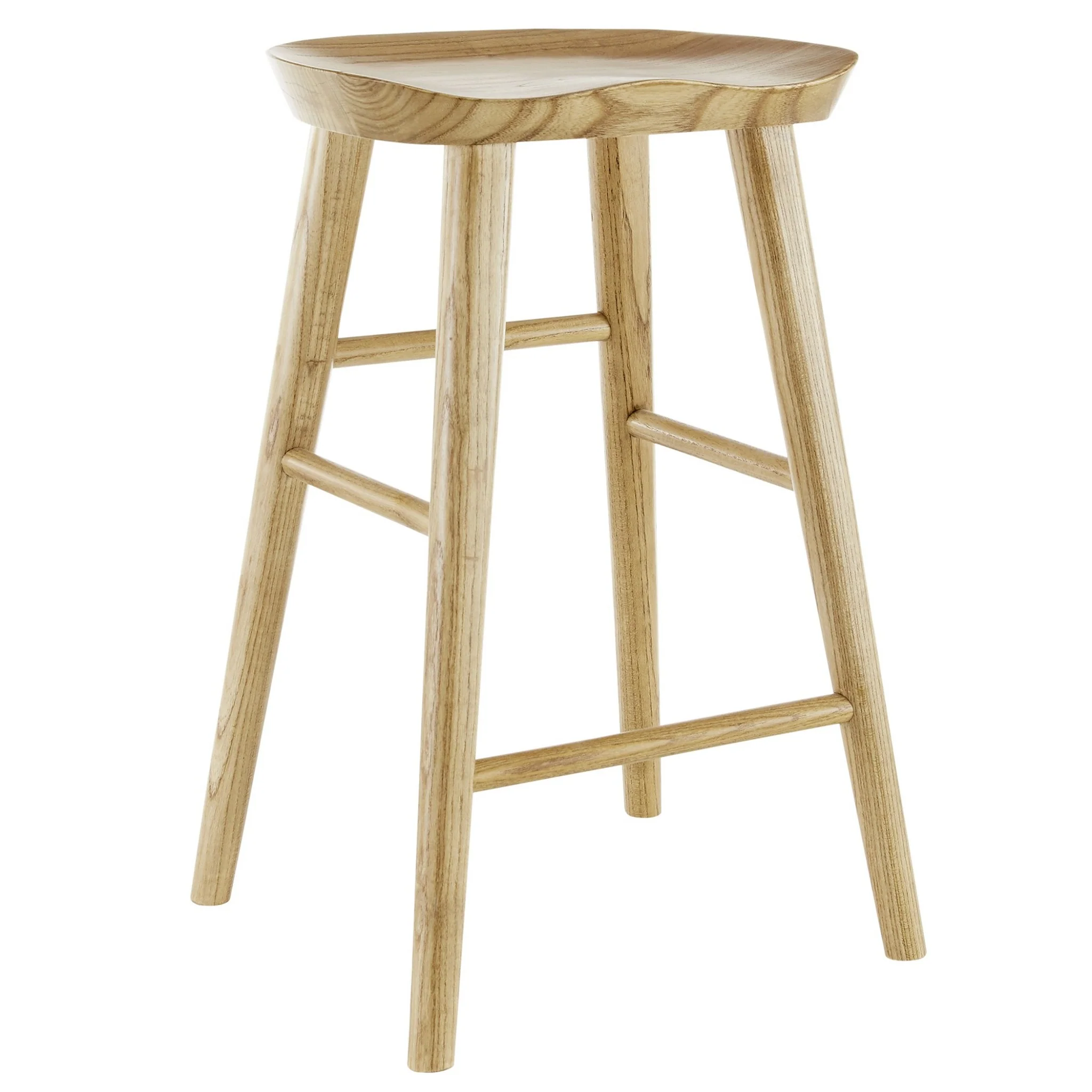 Natural Manufactured Wood Backless Counter Height Bar Chair By Homeroots - Image 2