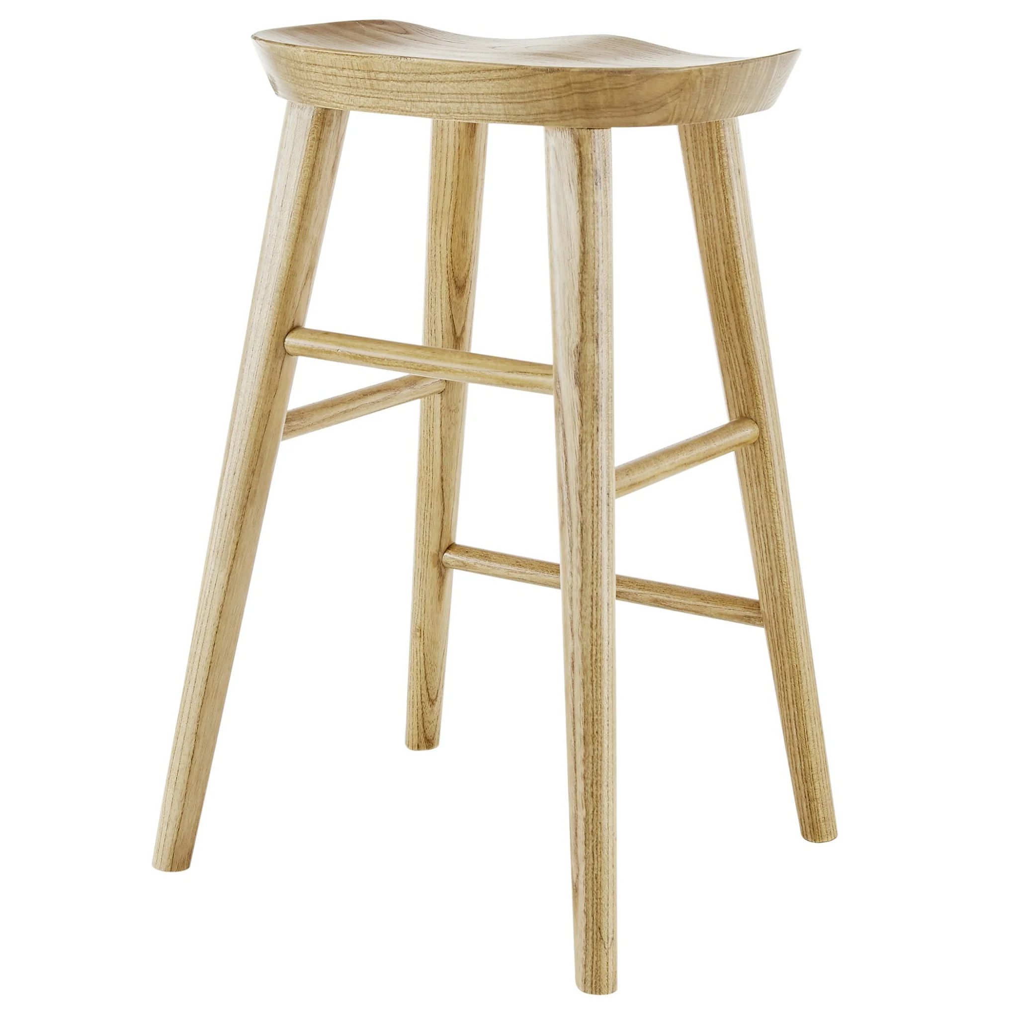 Natural Manufactured Wood Backless Counter Height Bar Chair By Homeroots - Image 4