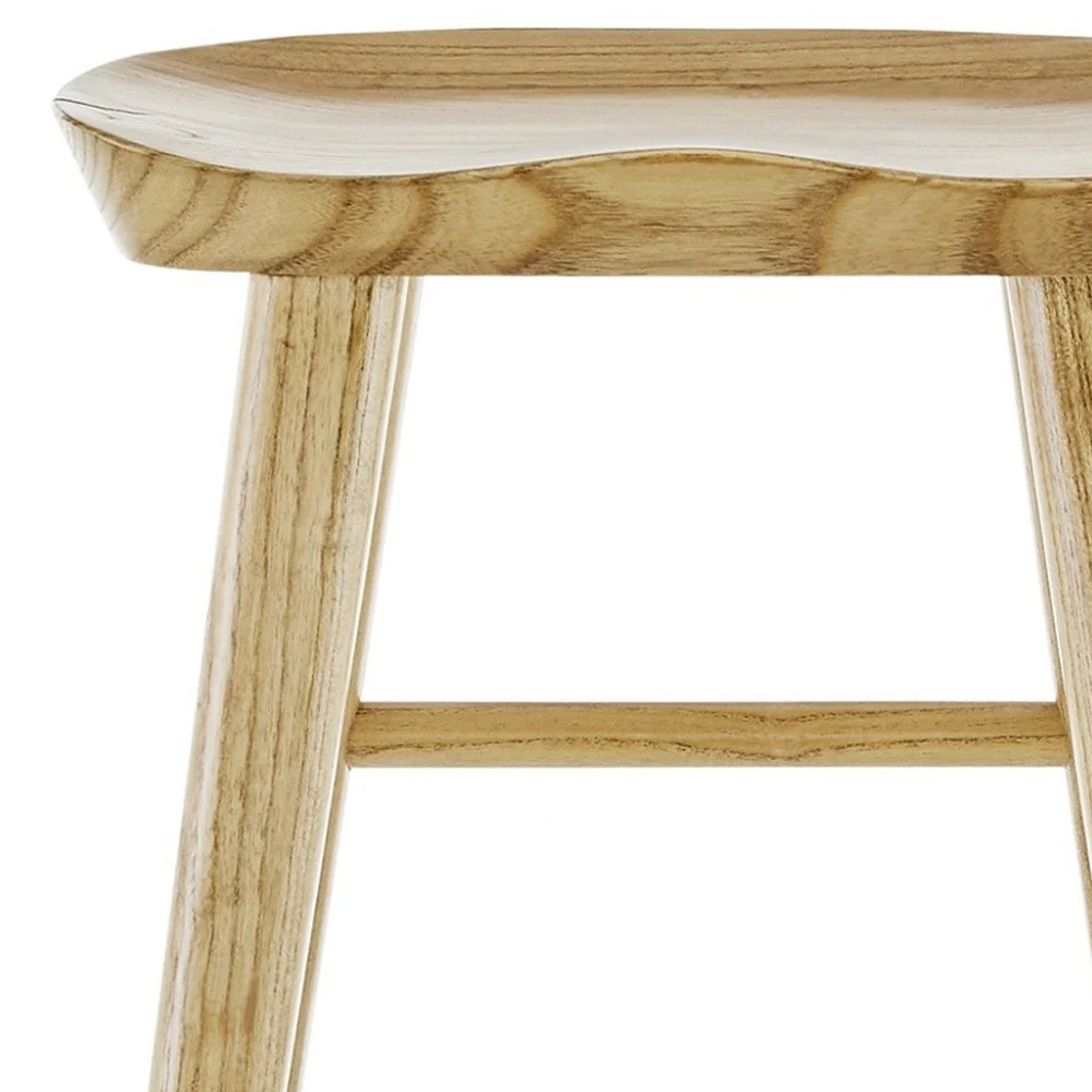 Natural Manufactured Wood Backless Counter Height Bar Chair By Homeroots - Image 6