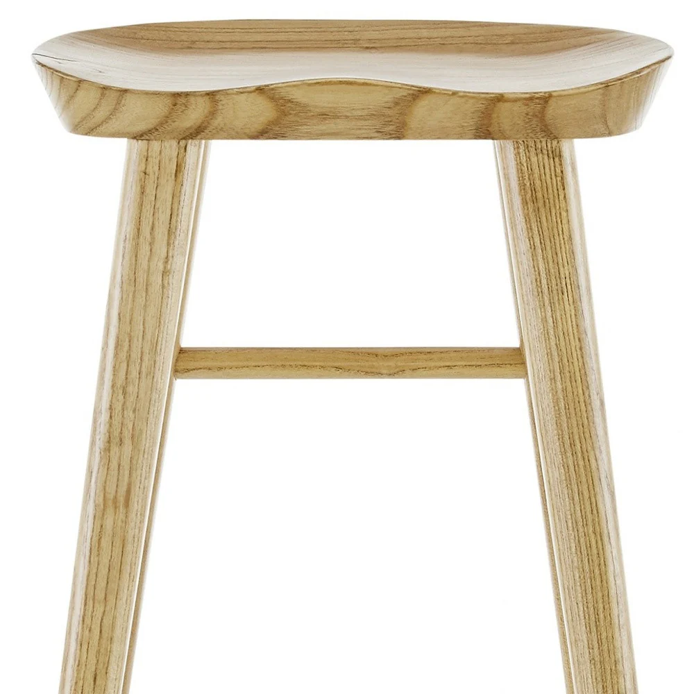Natural Manufactured Wood Backless Counter Height Bar Chair By Homeroots - Image 7