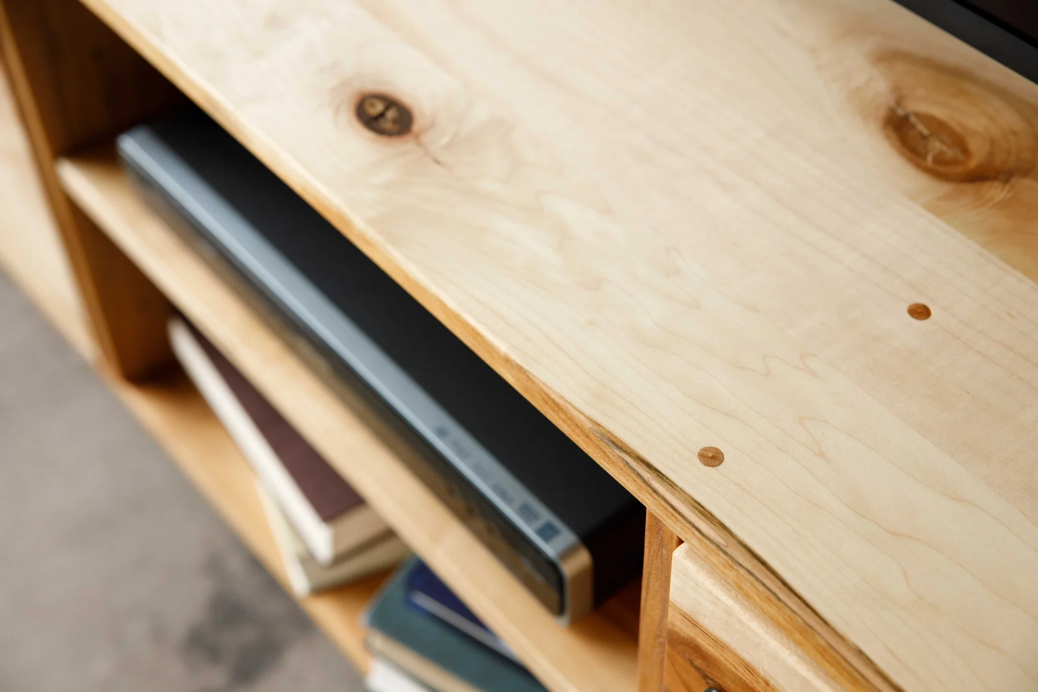 Natural Maple And Black Steel TV Stand or Media Center By Homeroots - Image 2