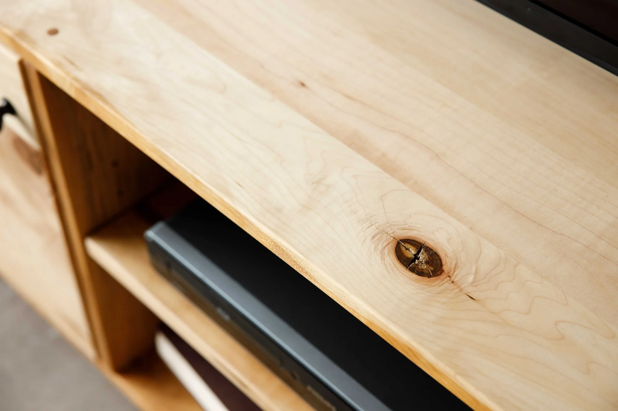 Natural Maple And Black Steel TV Stand or Media Center By Homeroots - Image 3