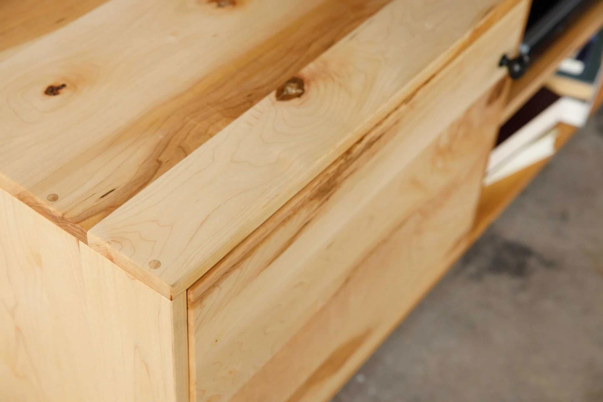 Natural Maple And Black Steel TV Stand or Media Center By Homeroots - Image 5