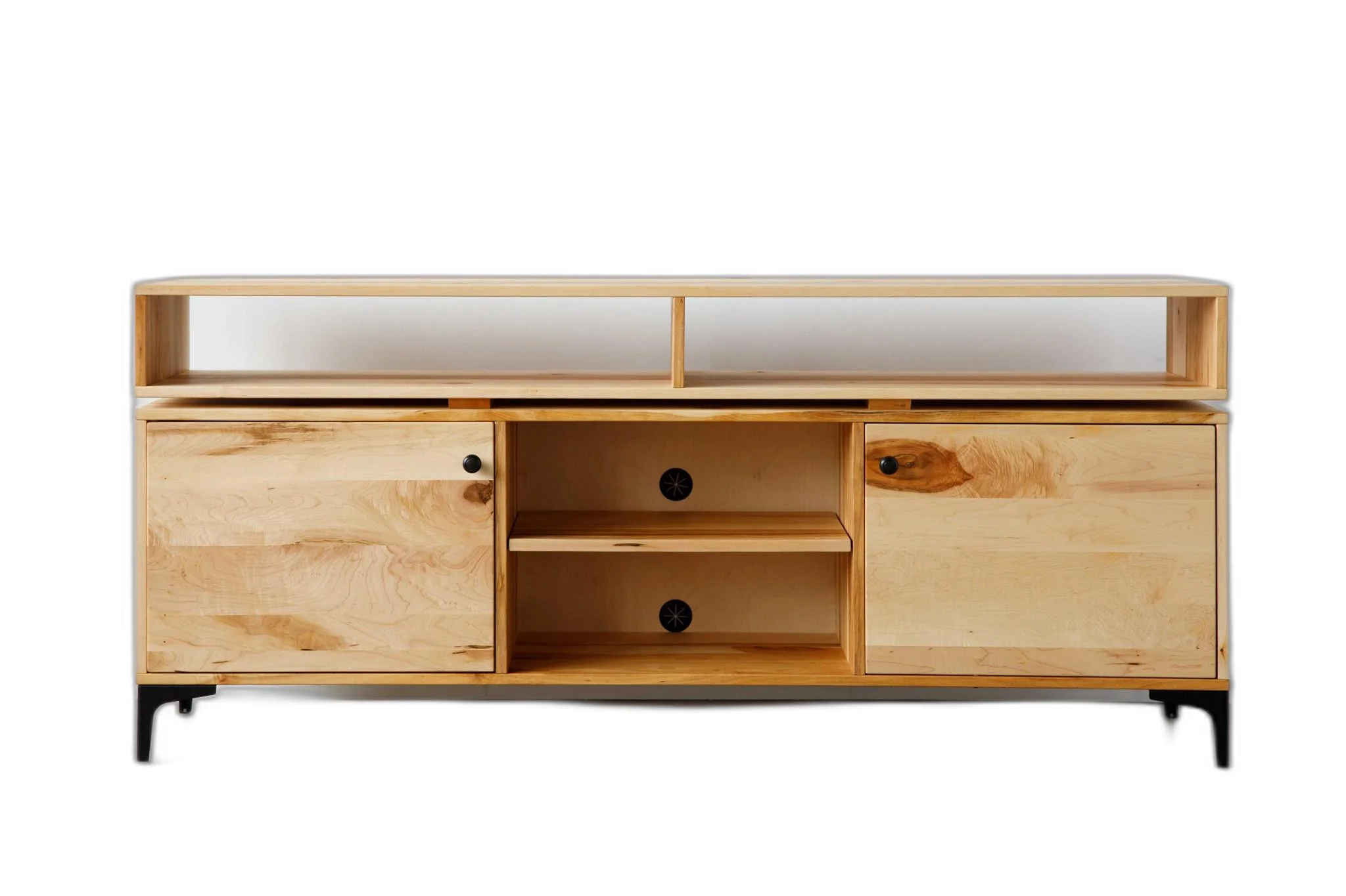 Natural Maple And Steel Multi Compartment TV Stand or Media Center By Homeroots - Image 6
