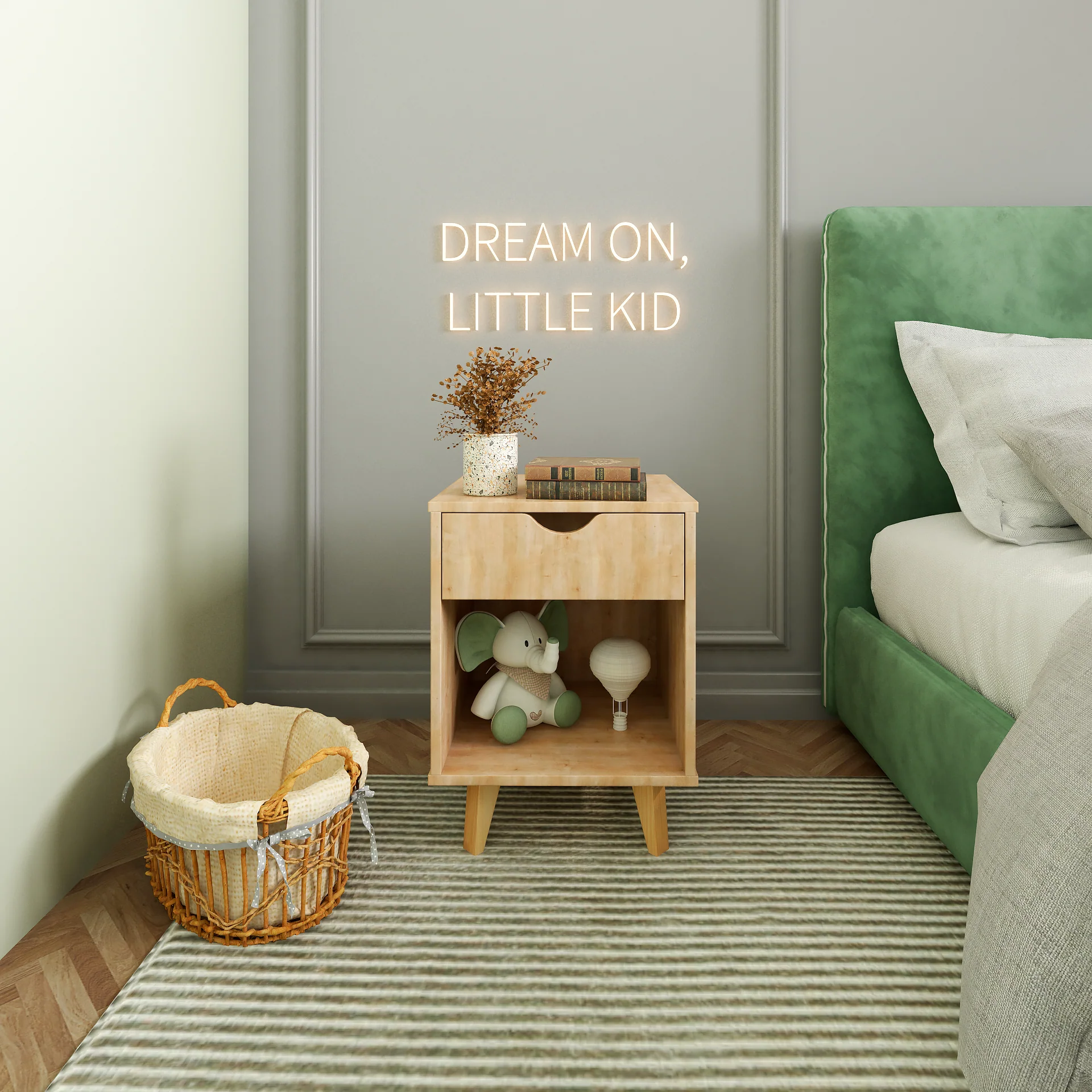 Natural One Drawer Nightstand By Homeroots - Image 6