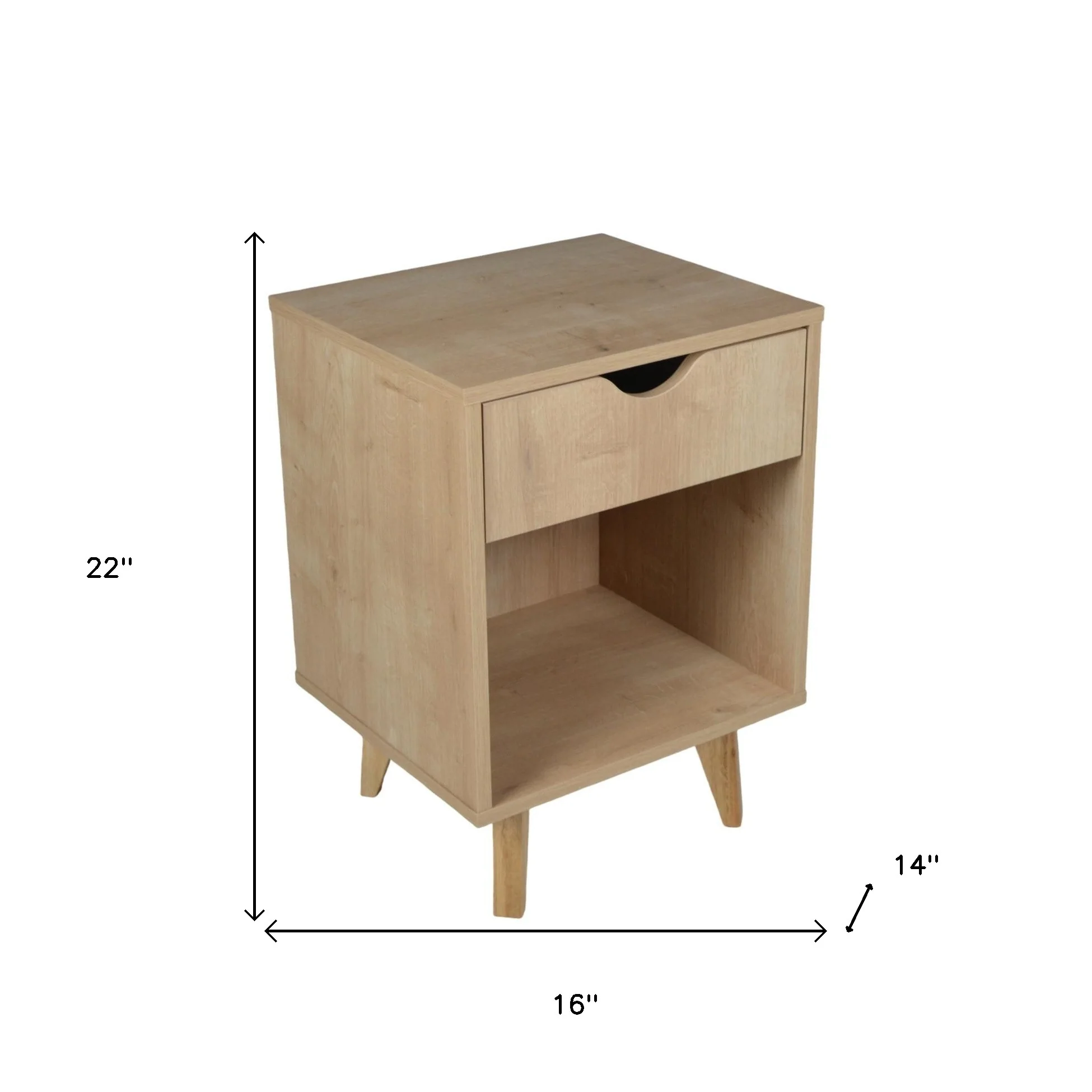 Natural One Drawer Nightstand By Homeroots - Image 7