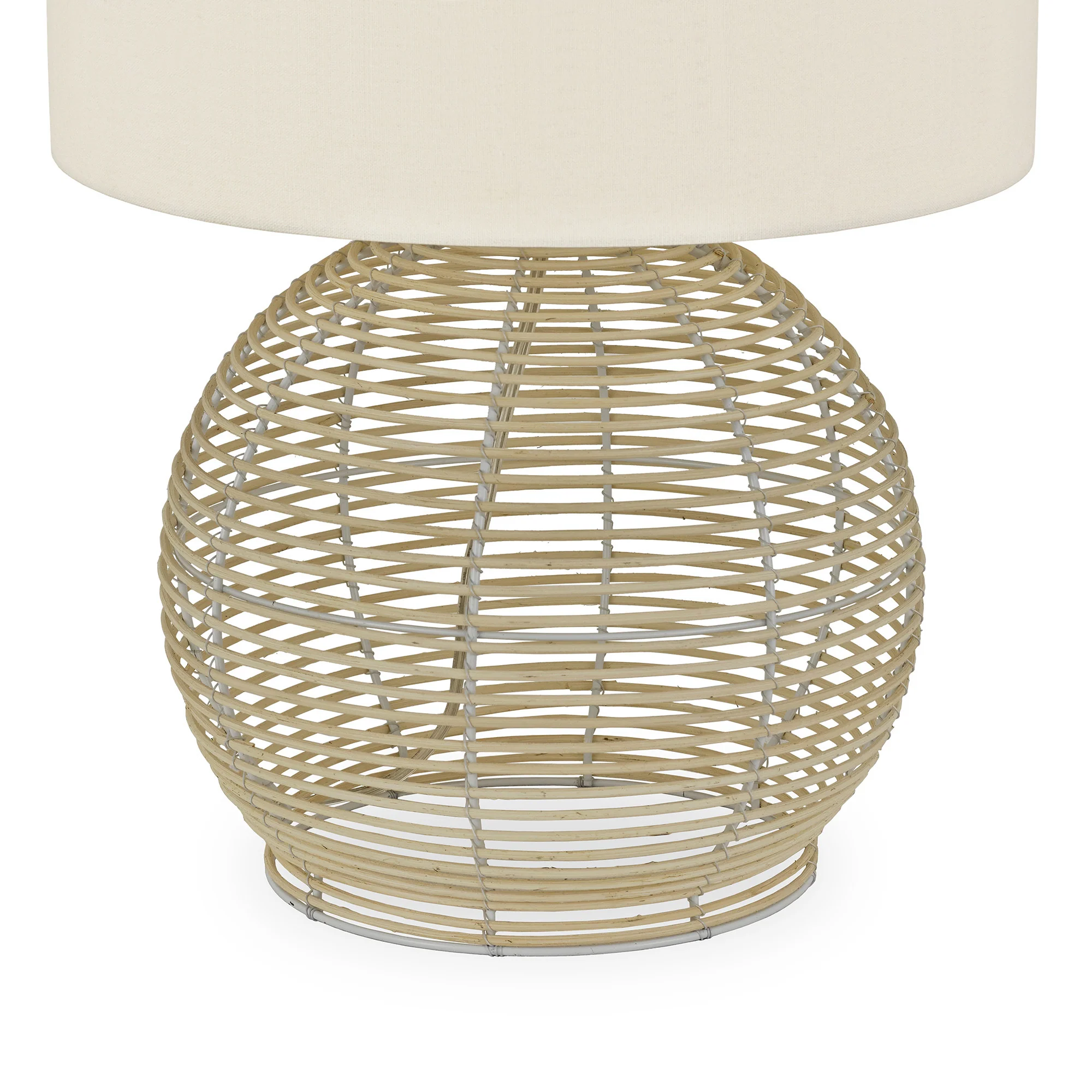 Natural Rattan Table Lamp With White Drum Shade By Homeroots - Image 4