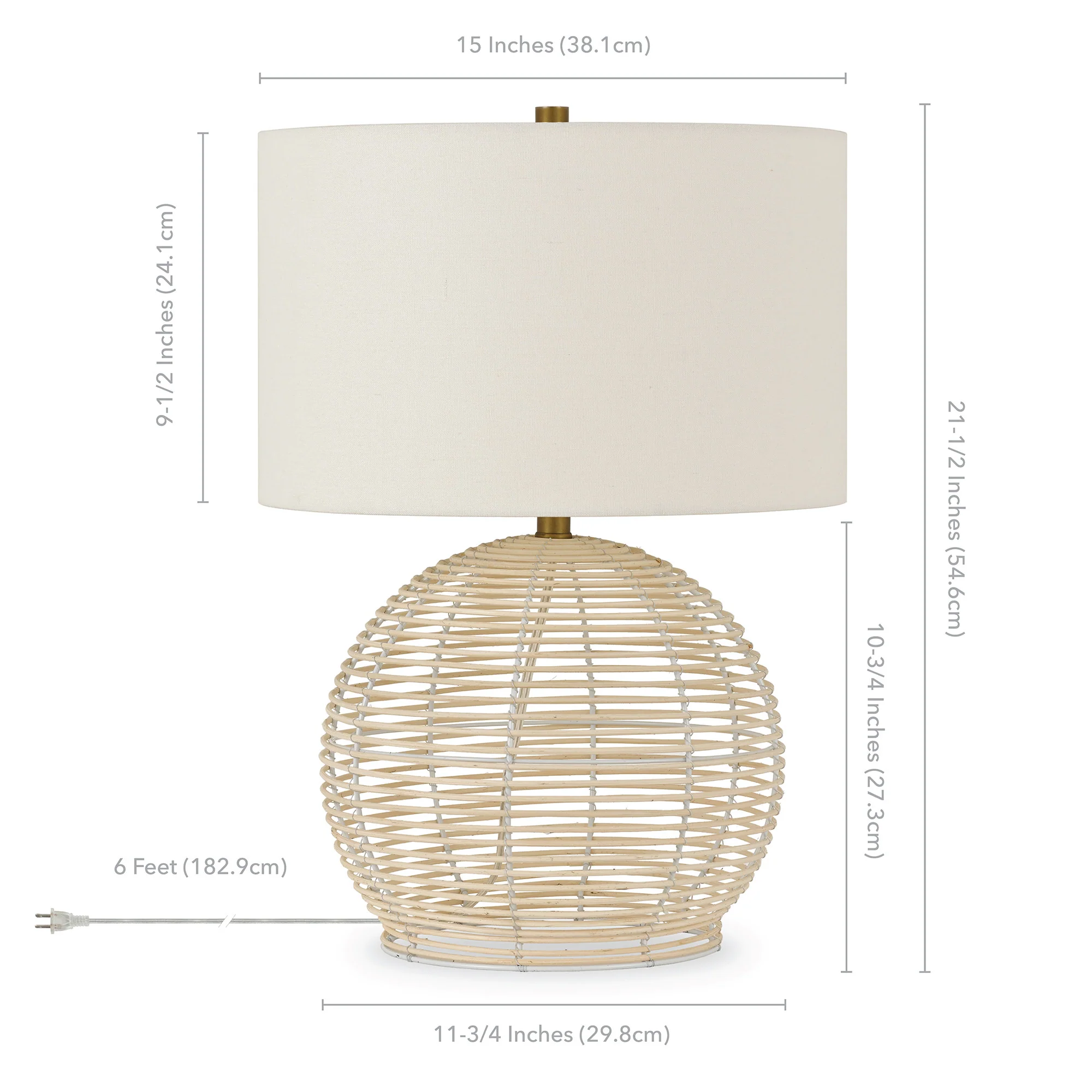 Natural Rattan Table Lamp With White Drum Shade By Homeroots - Image 8