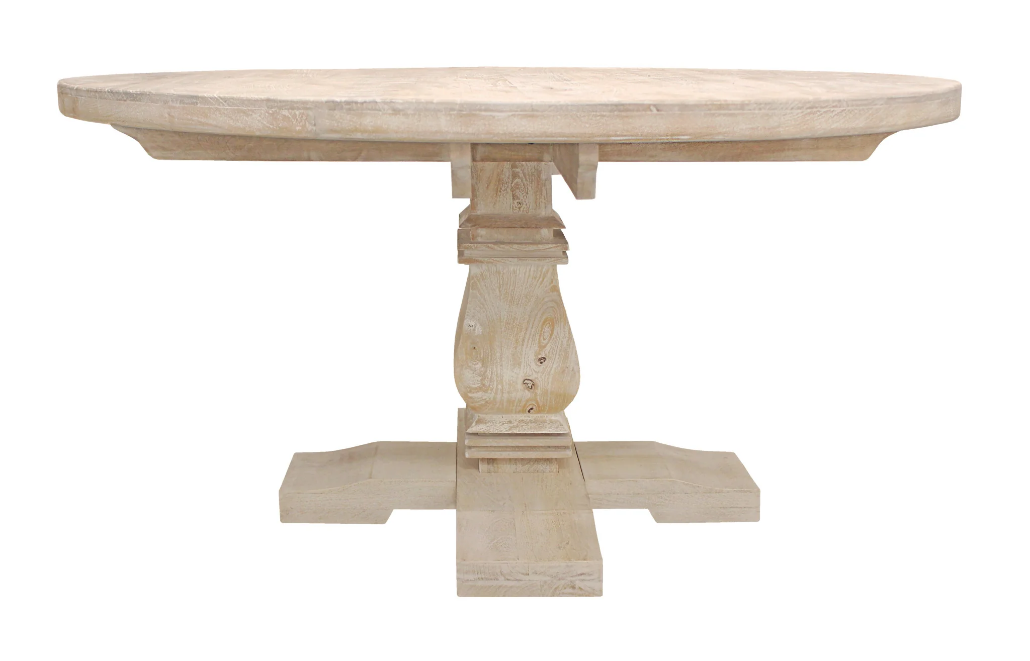 Natural Rounded Solid Wood Pedestal Base Dining Table By Homeroots - Image 2