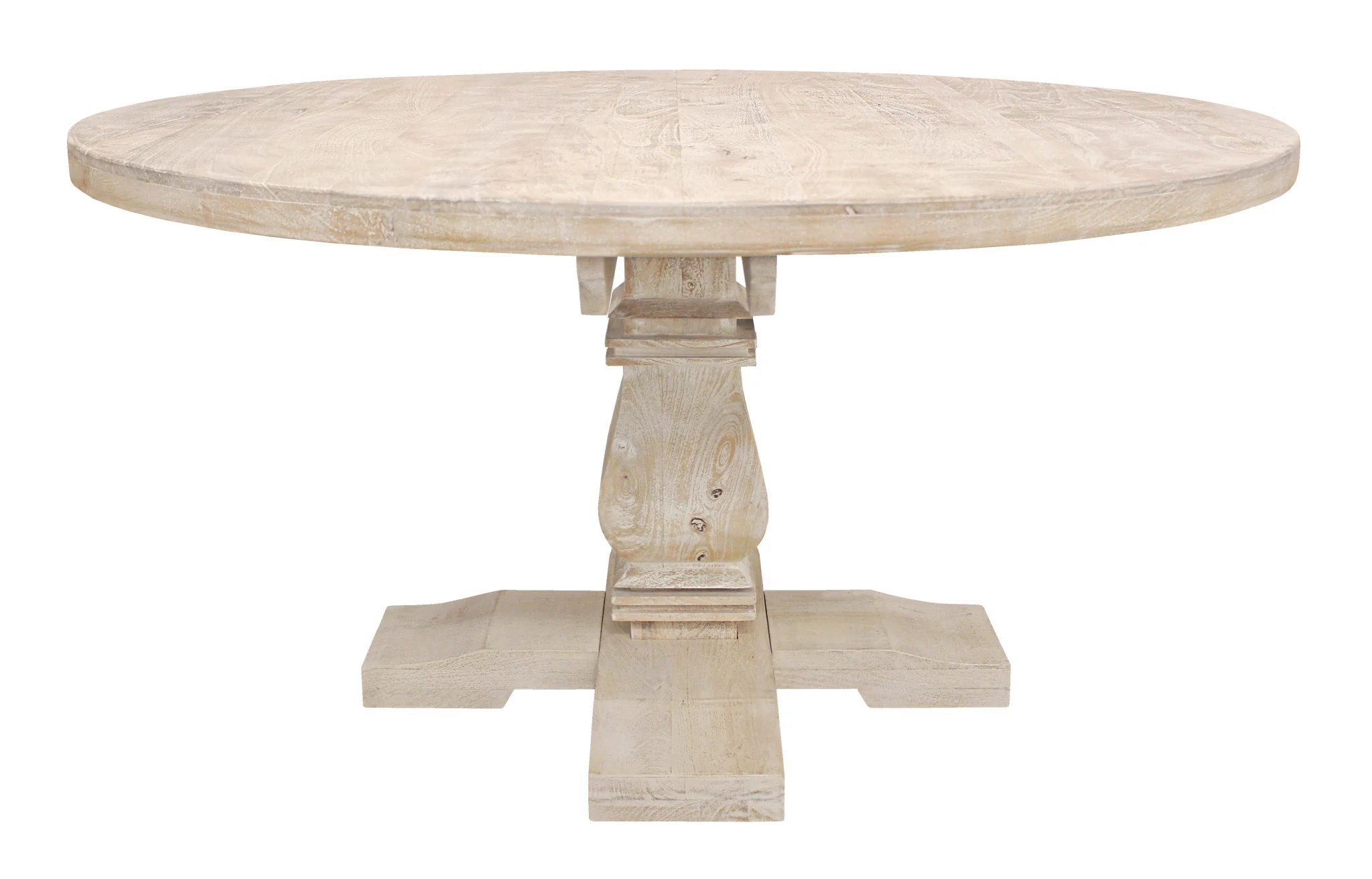 Natural Rounded Solid Wood Pedestal Base Dining Table By Homeroots - Image 3