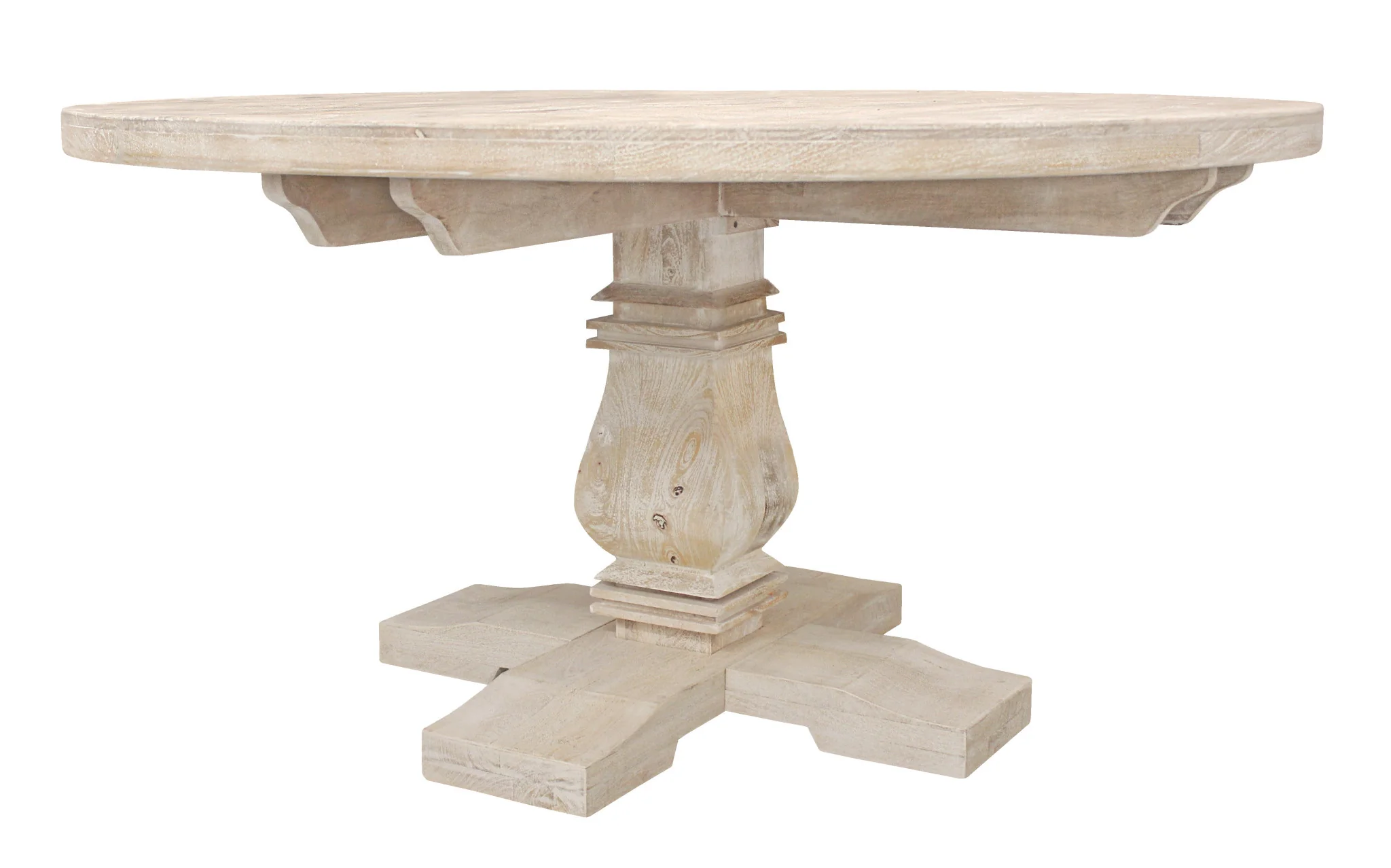Natural Rounded Solid Wood Pedestal Base Dining Table By Homeroots - Image 4