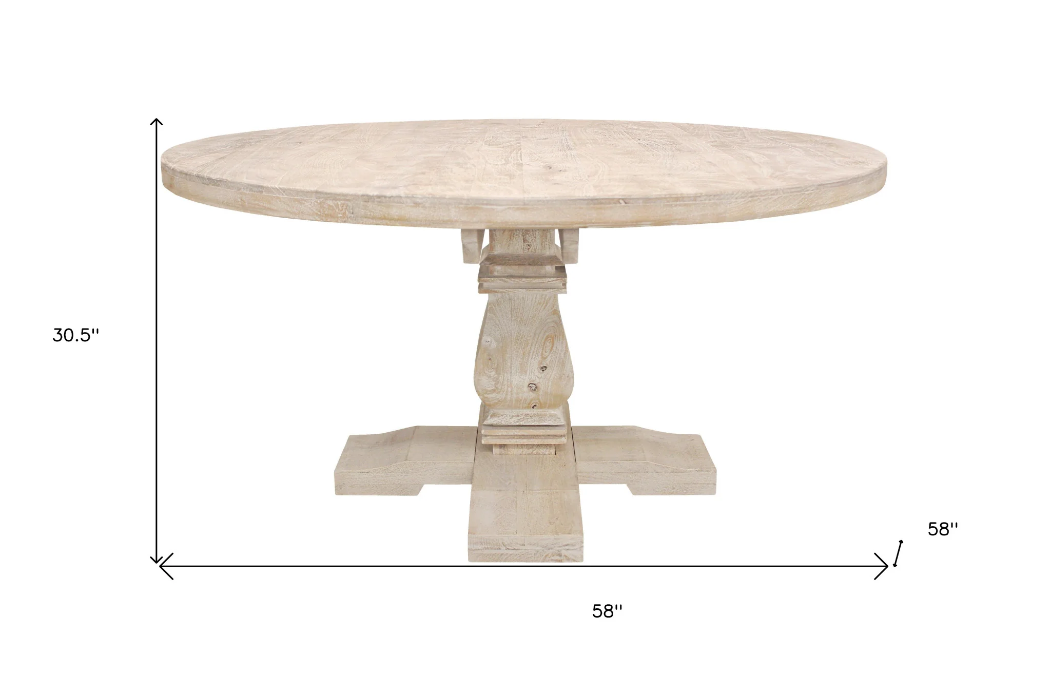 Natural Rounded Solid Wood Pedestal Base Dining Table By Homeroots - Image 6