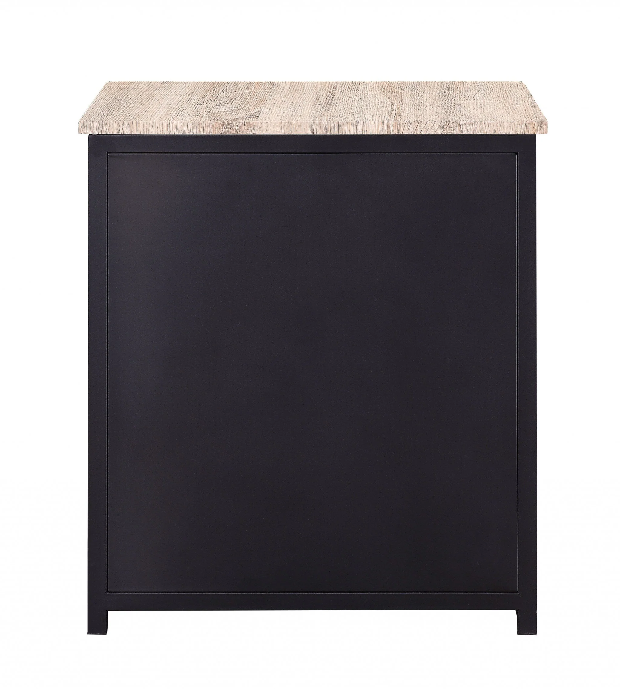 Natural Sandy Gray Metal Wood Veneer Paper Nightstand By Homeroots - Image 3