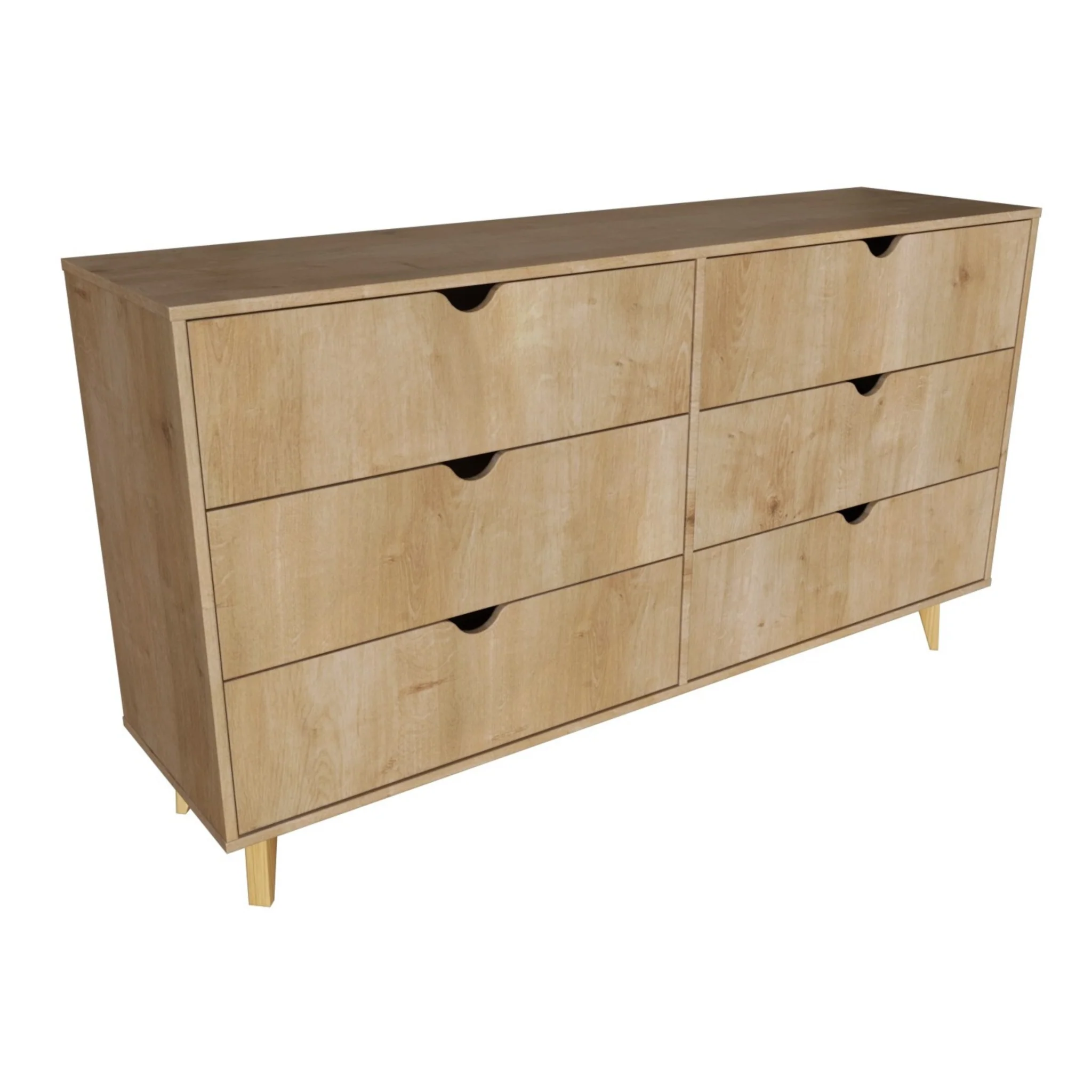 Natural Six Drawer Double Dresser By Homeroots - Image 4