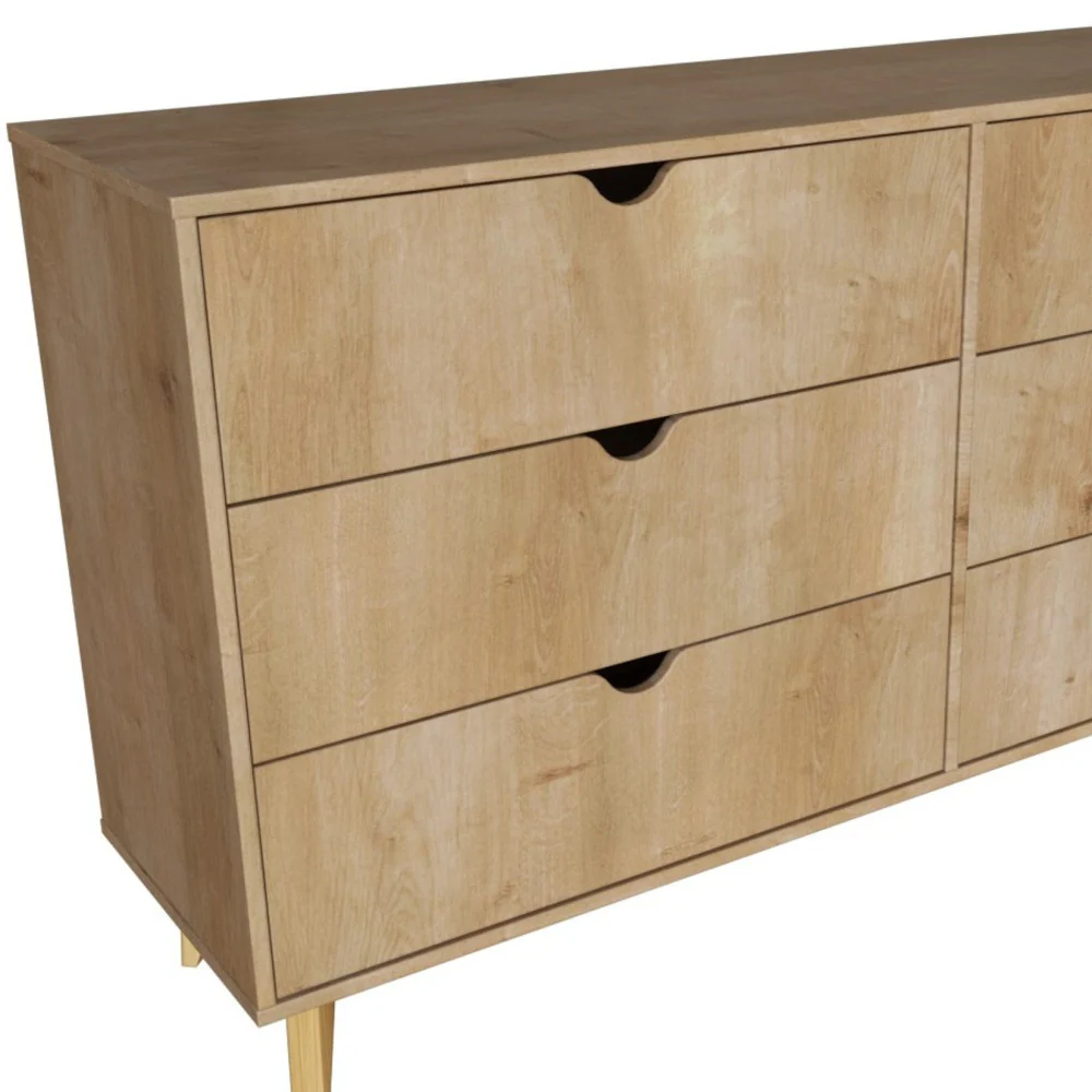 Natural Six Drawer Double Dresser By Homeroots - Image 6