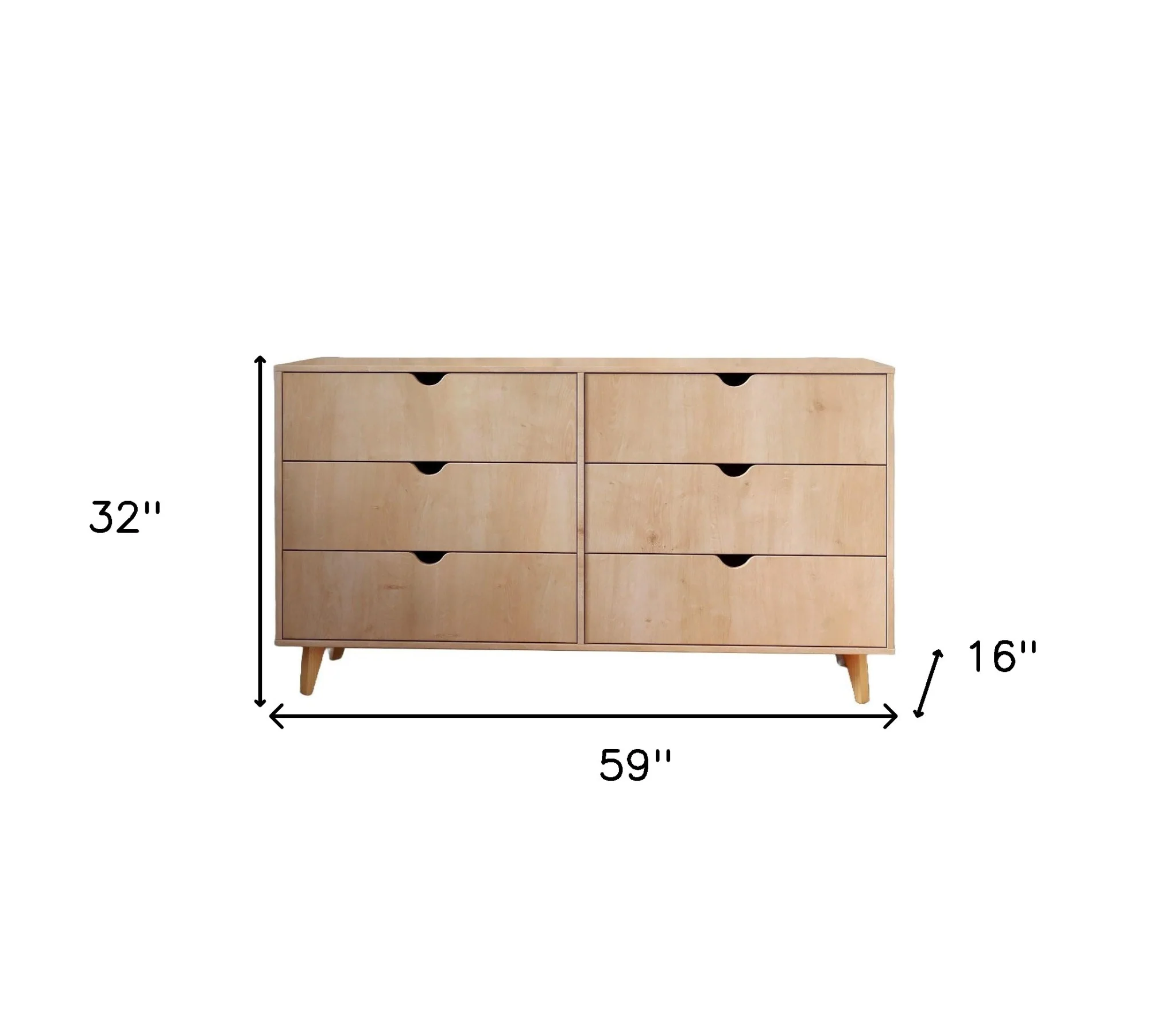 Natural Six Drawer Double Dresser By Homeroots - Image 8