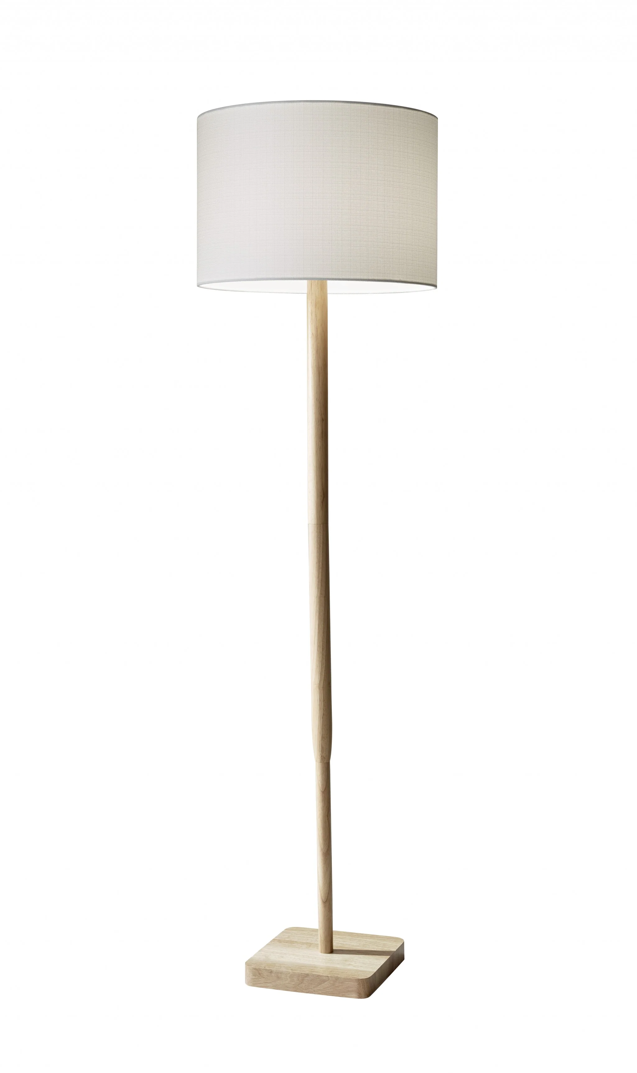 Natural Solid Wood Floor Lamp With White Linen Drum Shade By Homeroots - Image 2