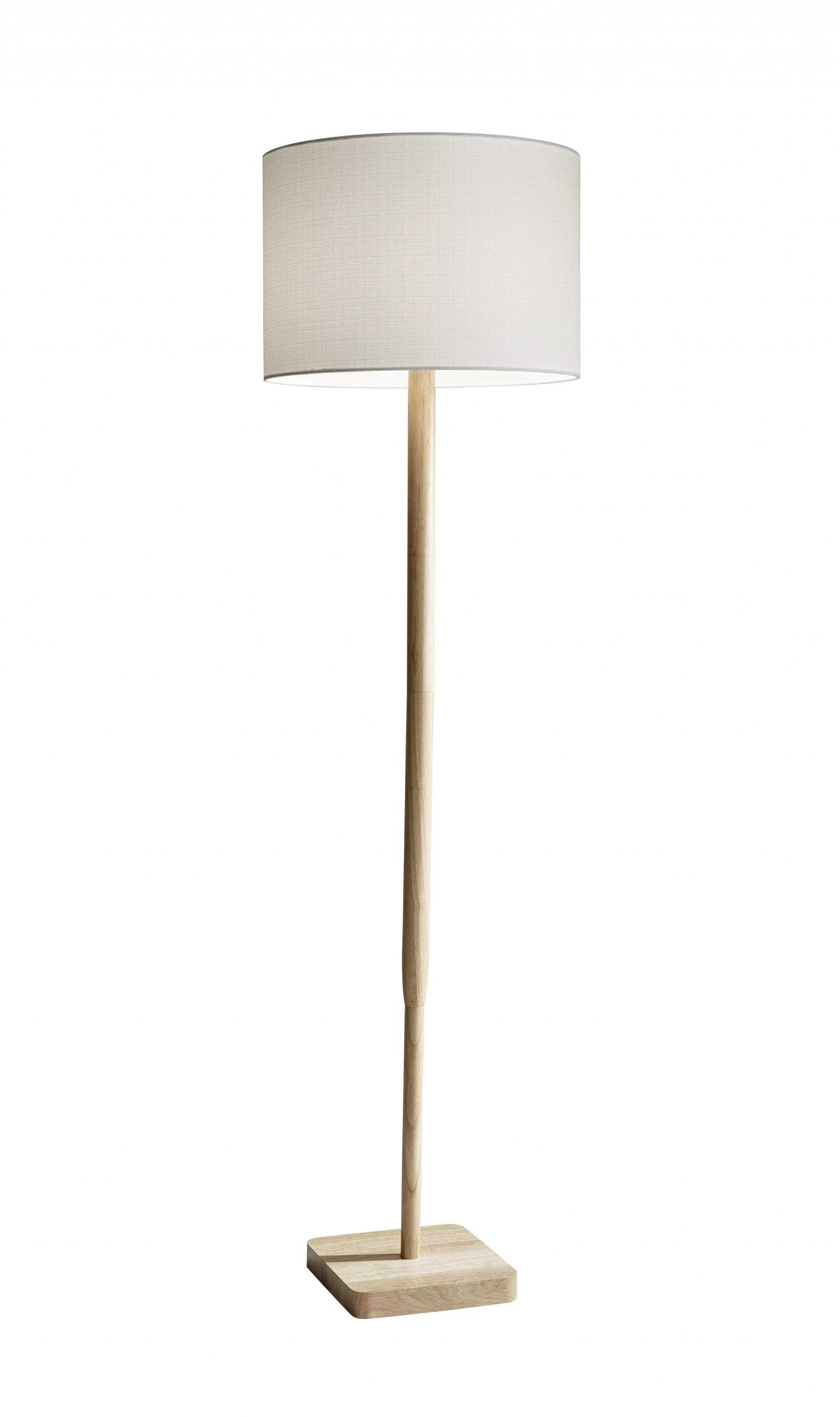 Natural Solid Wood Floor Lamp With White Linen Drum Shade By Homeroots - Image 3