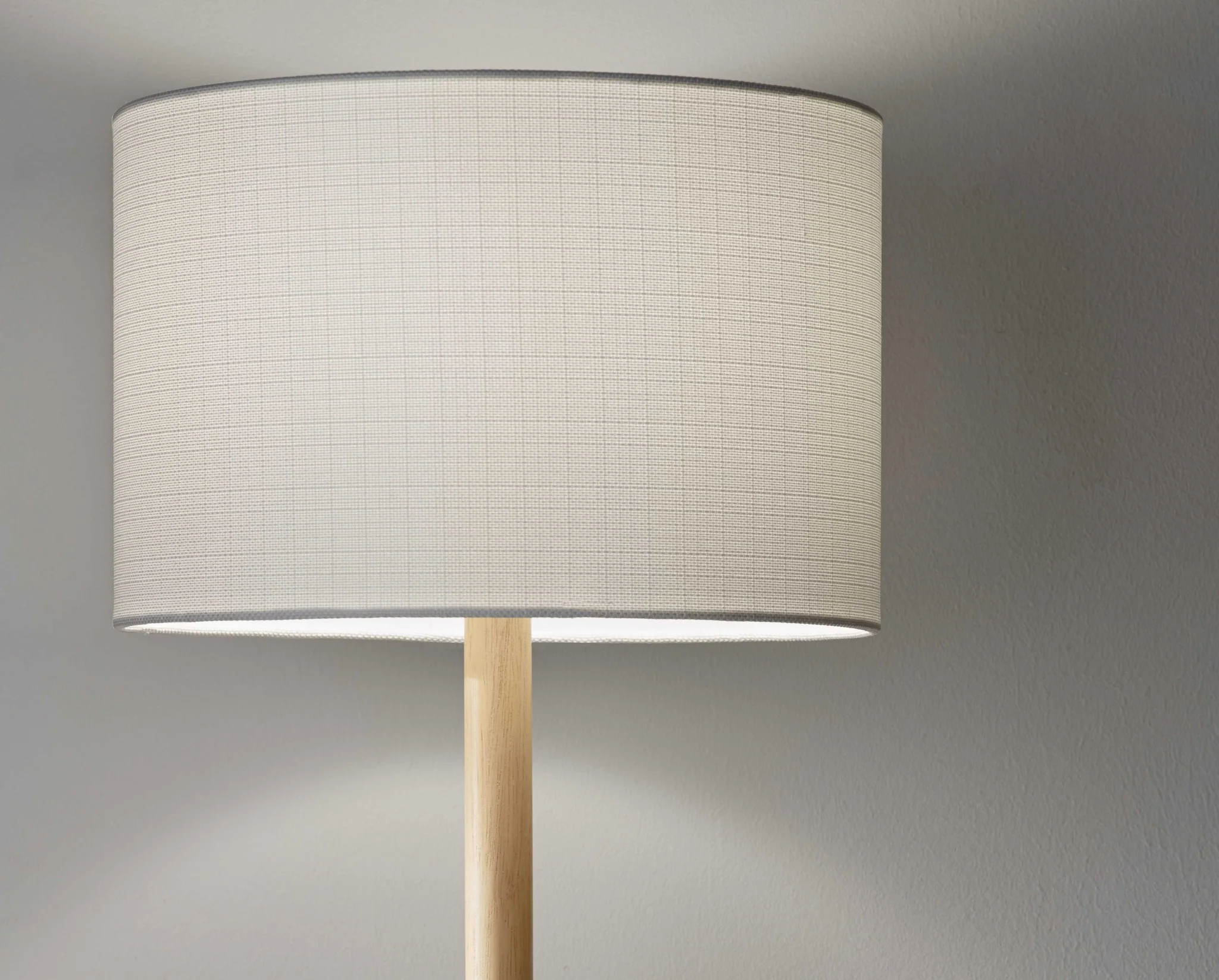 Natural Solid Wood Floor Lamp With White Linen Drum Shade By Homeroots - Image 8