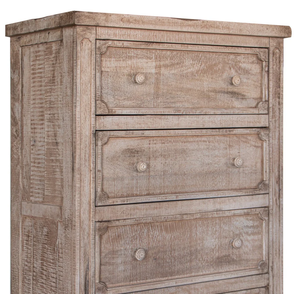 Natural Solid Wood Four Drawer Chest By Homeroots - Image 3