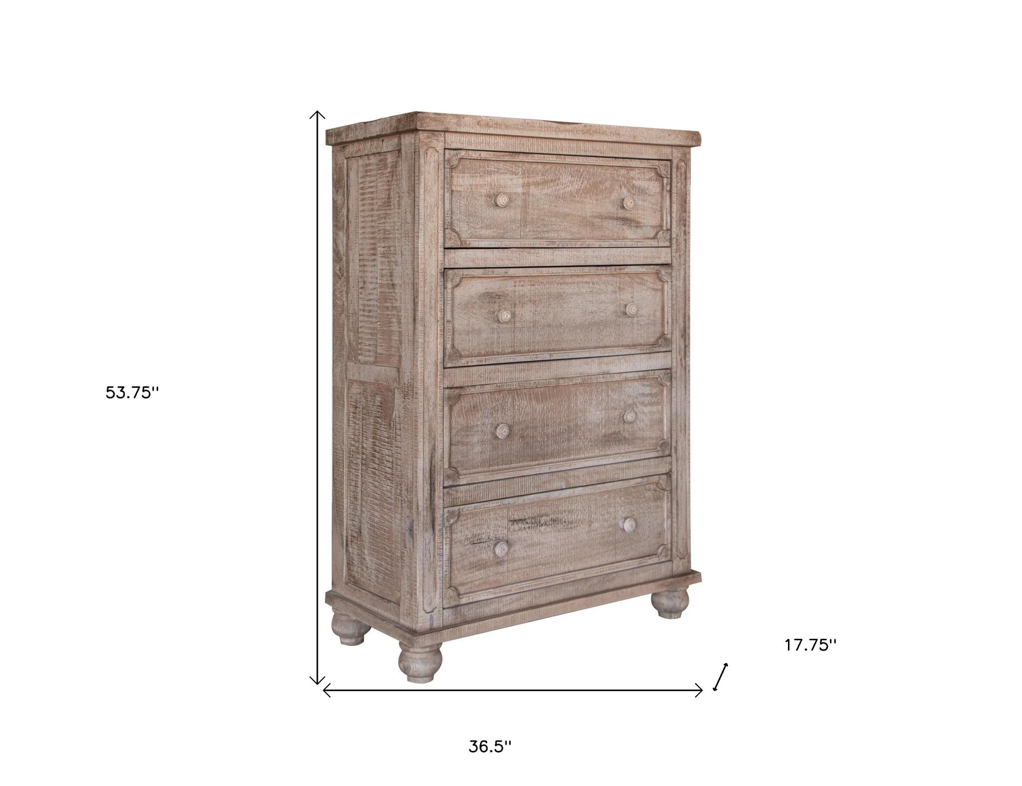 Natural Solid Wood Four Drawer Chest By Homeroots - Image 4