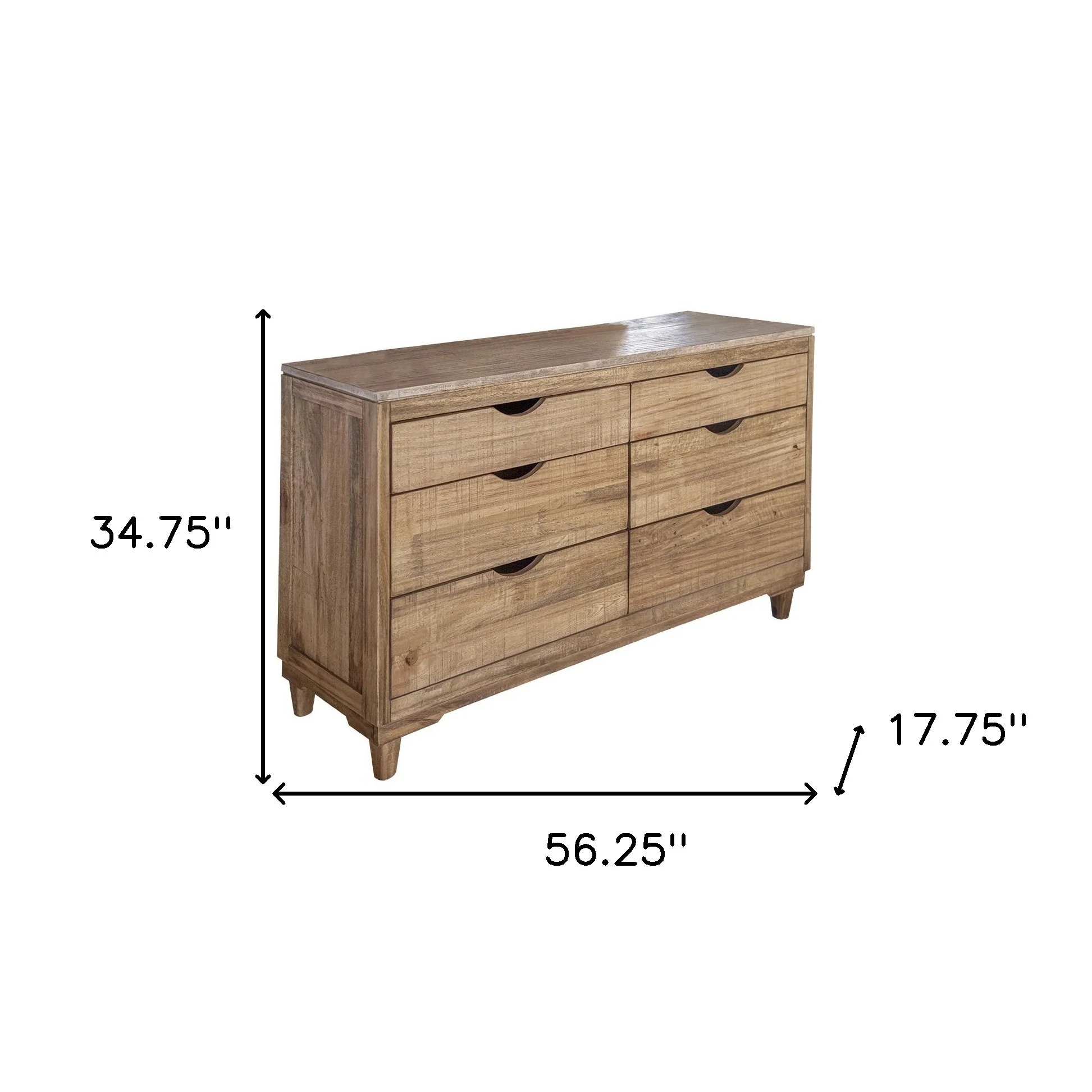 Natural Solid Wood Four Drawer Double Dresser By Homeroots - Image 3