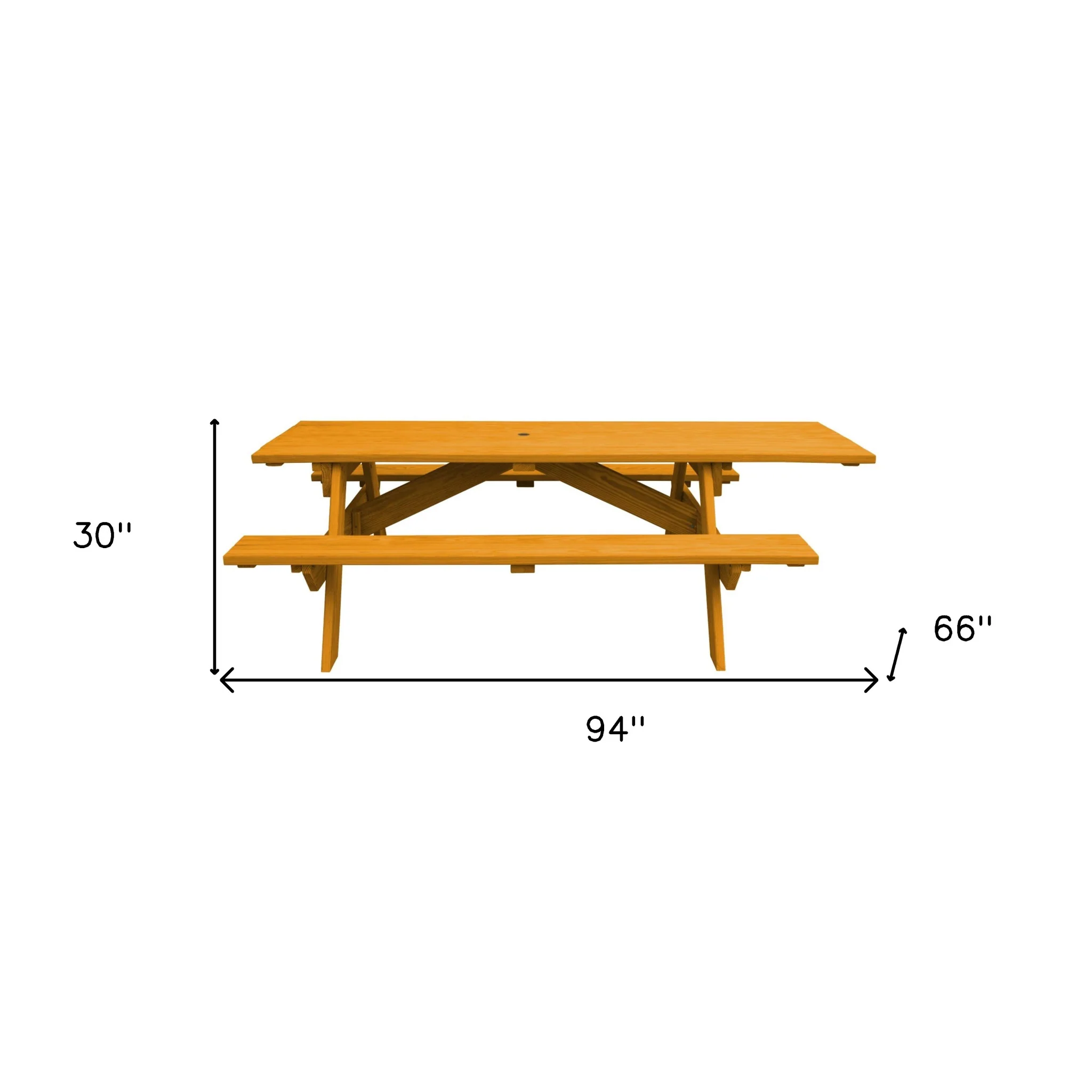 Natural Solid Wood Outdoor Picnic Table Umbrella Hole By Homeroots - Image 5