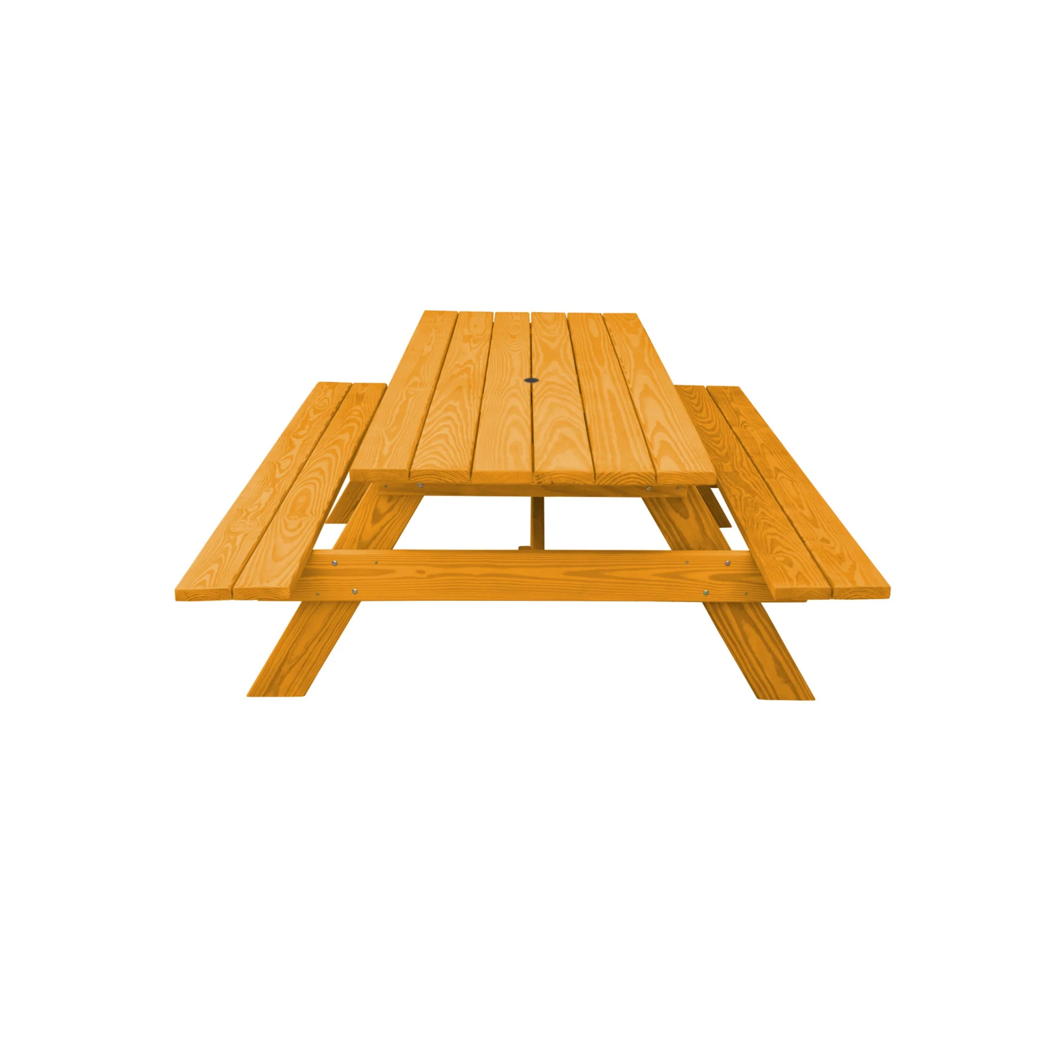 Natural Solid Wood Outdoor Picnic Table with Umbrella Hole By Homeroots - Image 2