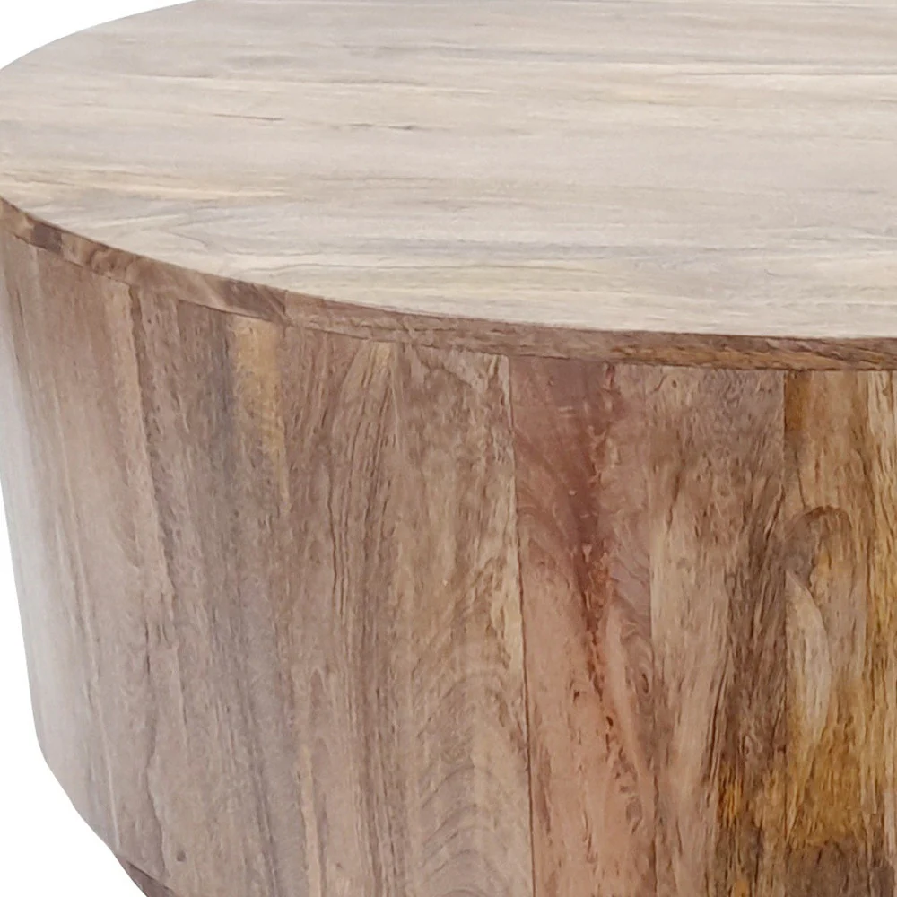 Natural Solid Wood Round Coffee Table By Homeroots - Image 4
