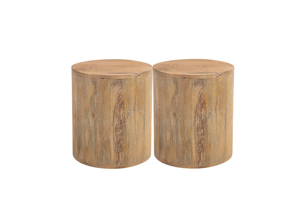 Natural Solid Wood Round End Table By Homeroots - Image 5