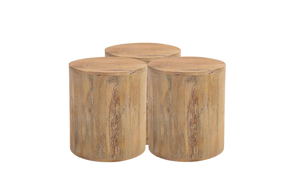 Natural Solid Wood Round End Table By Homeroots - Image 6