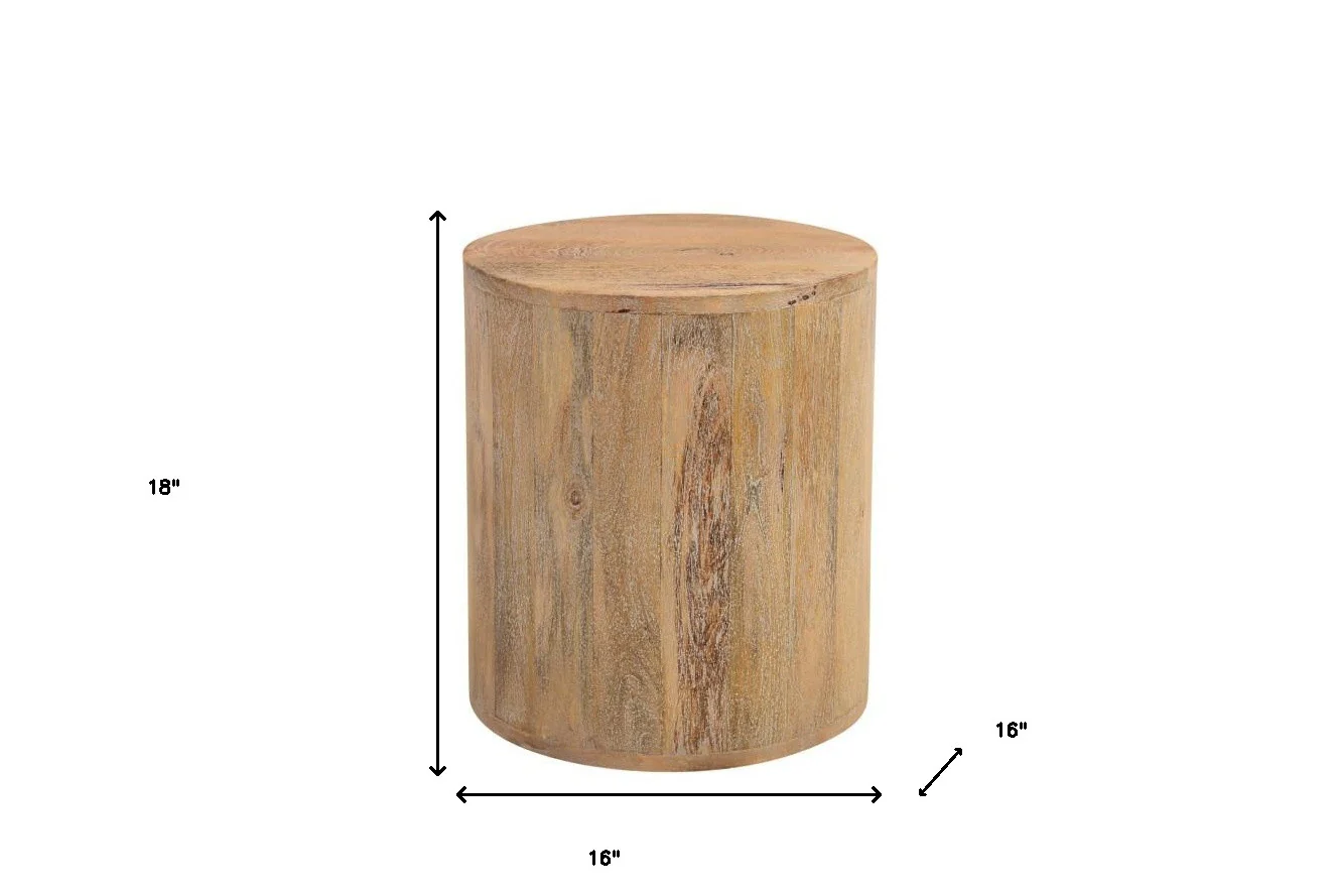 Natural Solid Wood Round End Table By Homeroots - Image 7