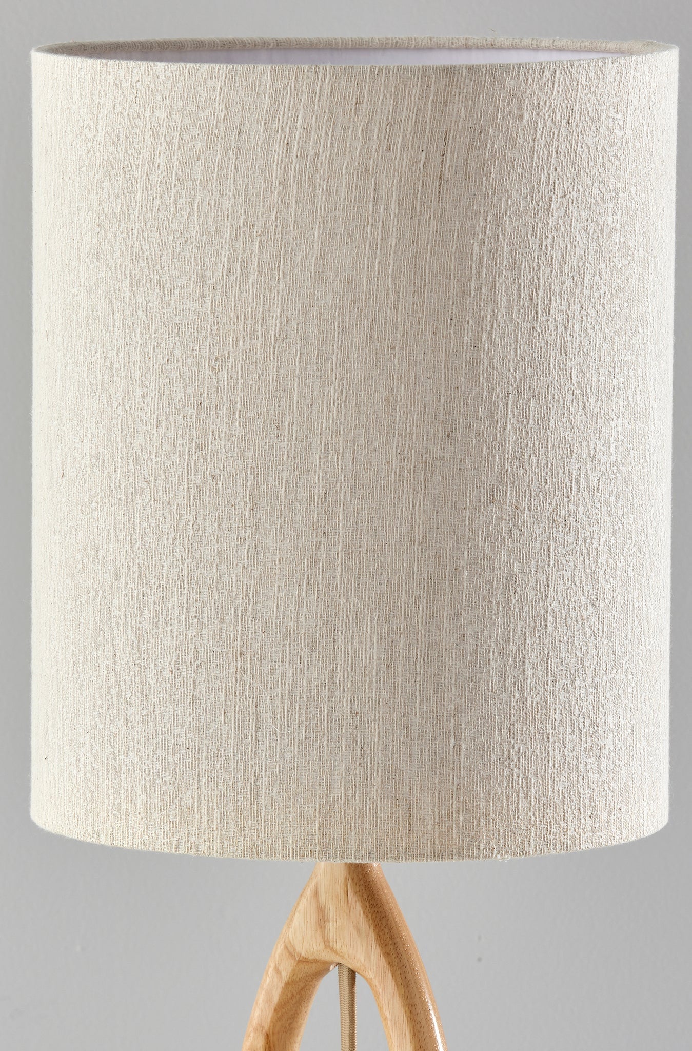 Natural Solid Wood Round Table Lamp With Beige Drum Shade By Homeroots - Image 4