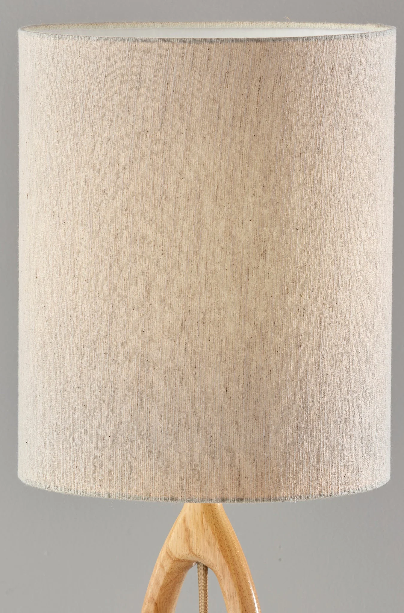 Natural Solid Wood Round Table Lamp With Beige Drum Shade By Homeroots - Image 5