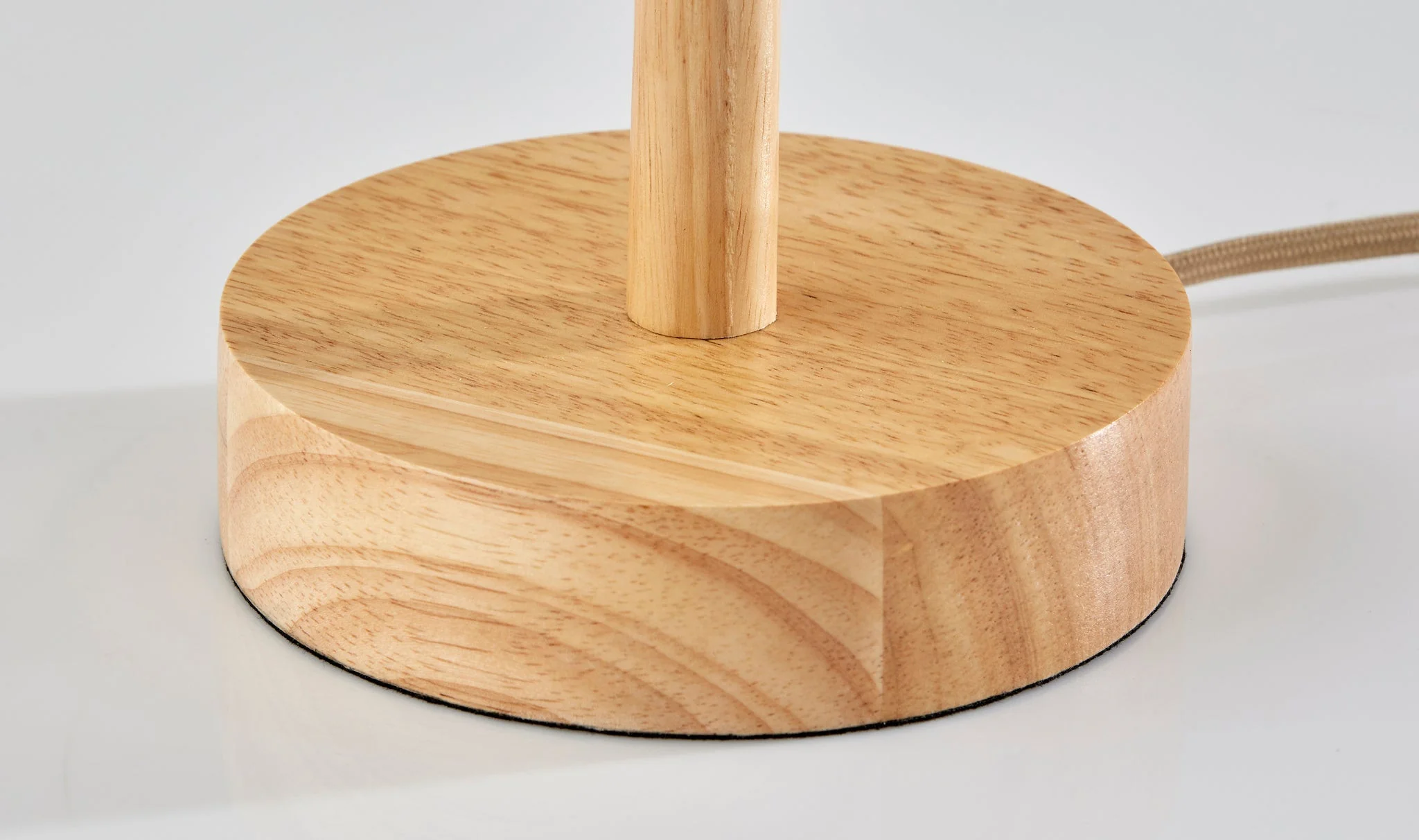 Natural Solid Wood Round Table Lamp With Beige Drum Shade By Homeroots - Image 6