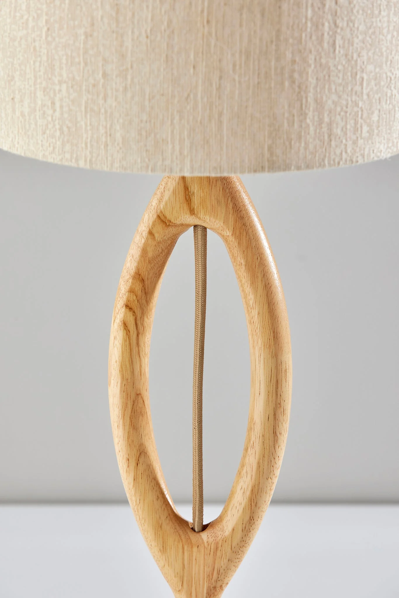 Natural Solid Wood Round Table Lamp With Beige Drum Shade By Homeroots - Image 7